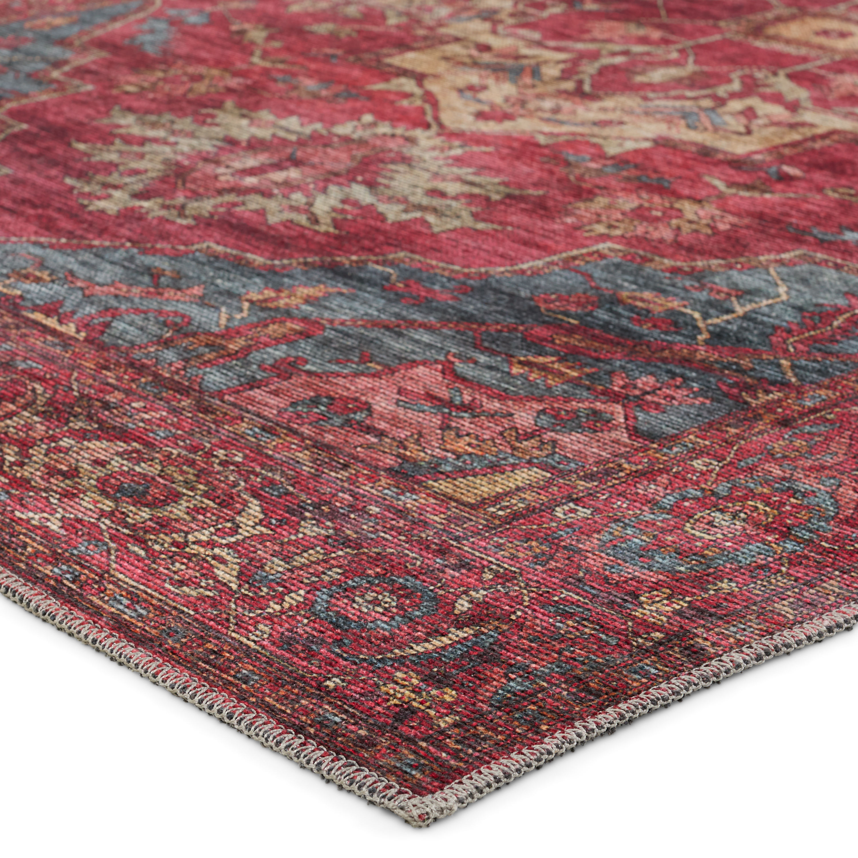 Gloria Vintage Medallion 7'10"x10' Red Cotton Blend Area Rug