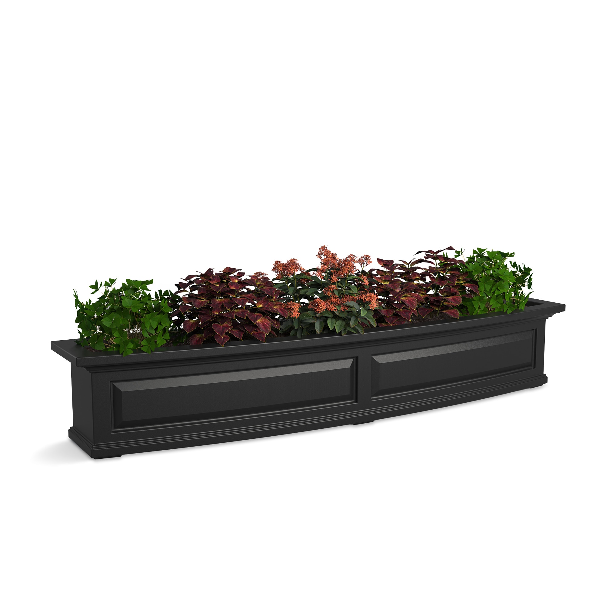 Mayne 4832-B Rectangle 60-Inches W Large Black Plastic Outdoor Window box with Drainage Holes with Self Watering
