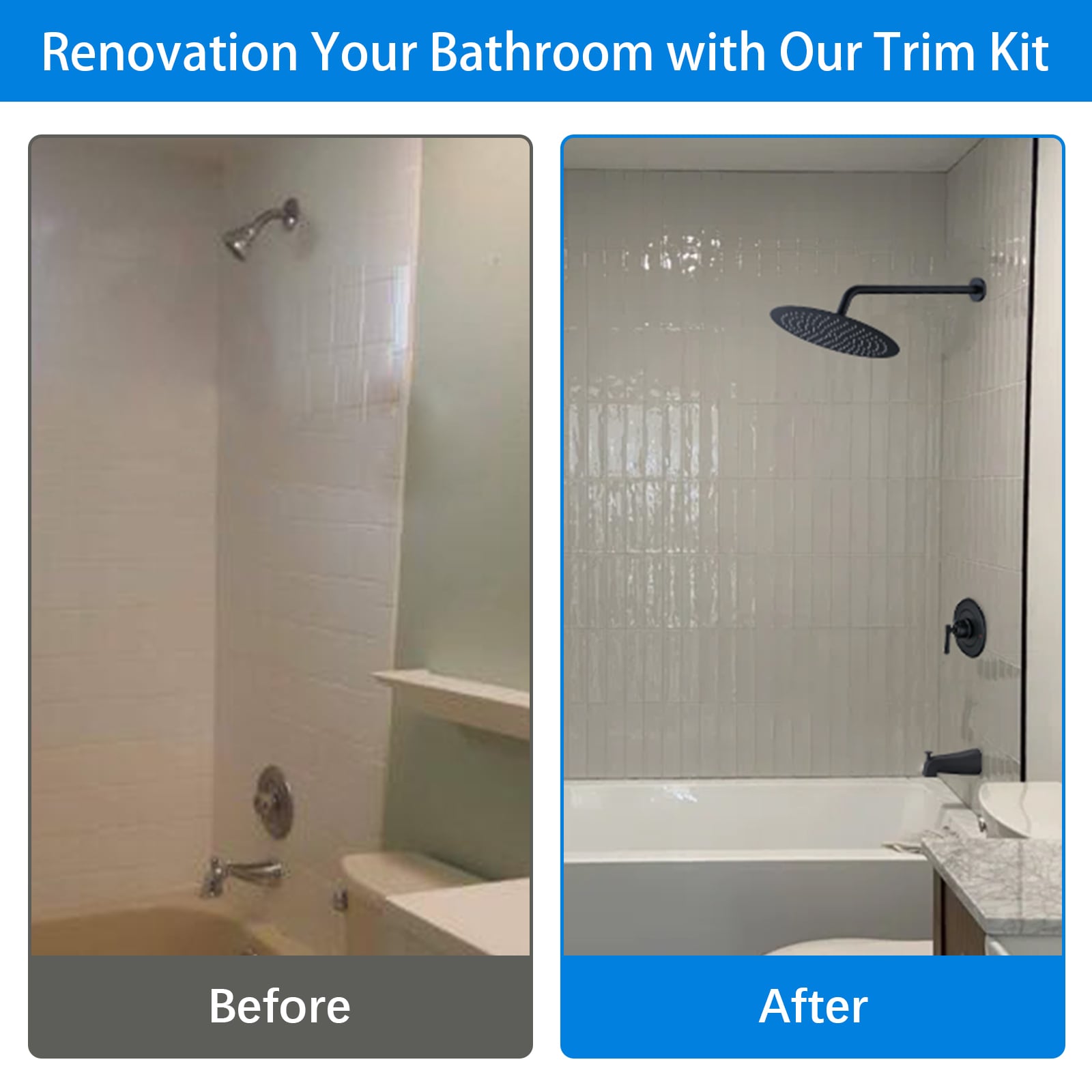 Ultrimkit 12-in Rain Shower Tub and Shower Trim Kit Compatible with ...