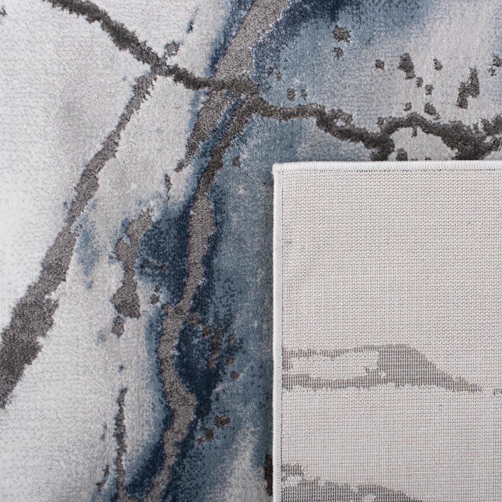 Abstract Swirls Easy-Care Synthetic Area Rug, 6'7" x 9', Grey/Blue