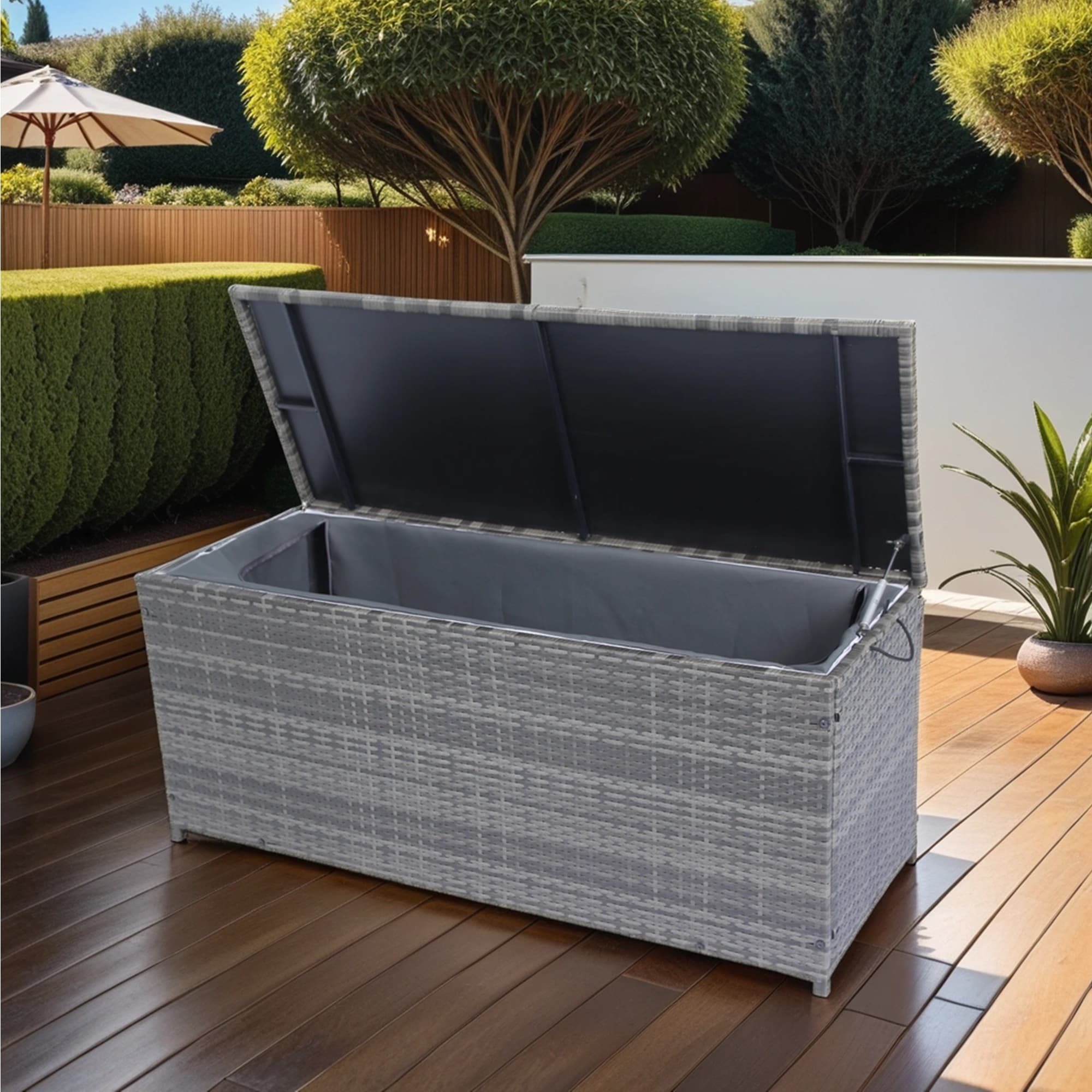 EXTRAUP YHLW32965343 Storage Deck Box 113-Gallon Gray Metal Deck Box