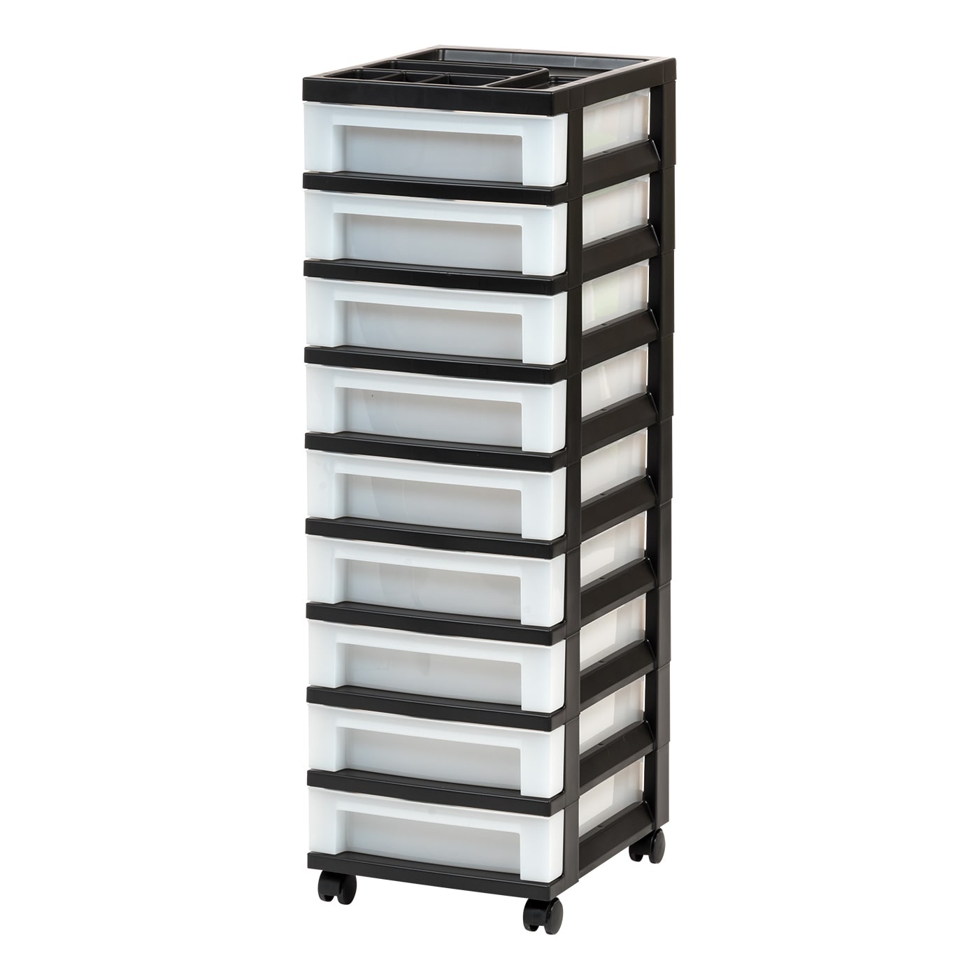 IRIS 585005 9 -Drawers Black Rolling Plastic Storage Drawer cart 37.75-in H x 14.25-in W x 12.05-in D