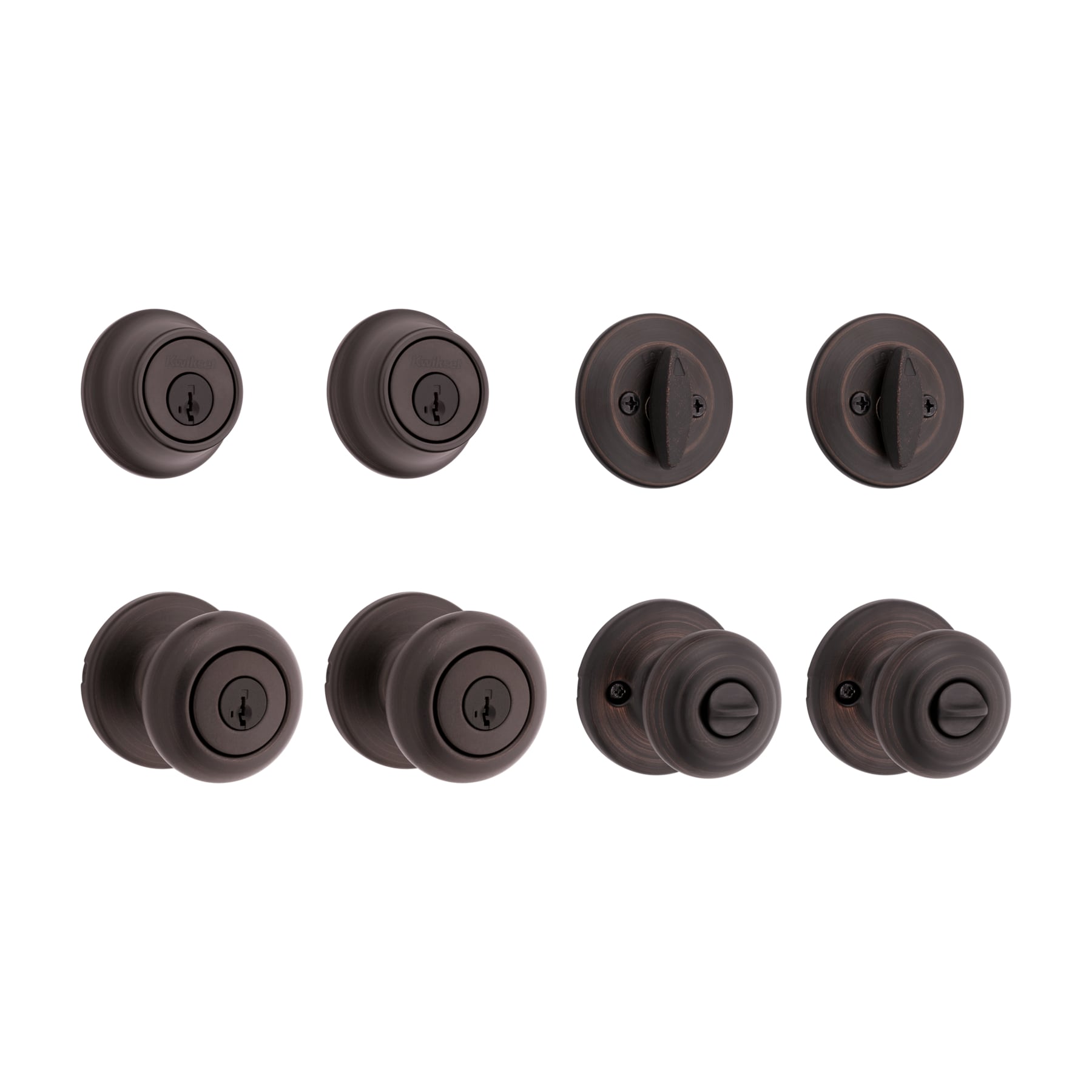 Kwikset Series Cove Venetian Bronze Smartkey Exterior Single-cylinder  deadbolt Combined Door Knob Contractor Pack with Antimicrobial Technology  (4-Pack) in the Door Knobs department at