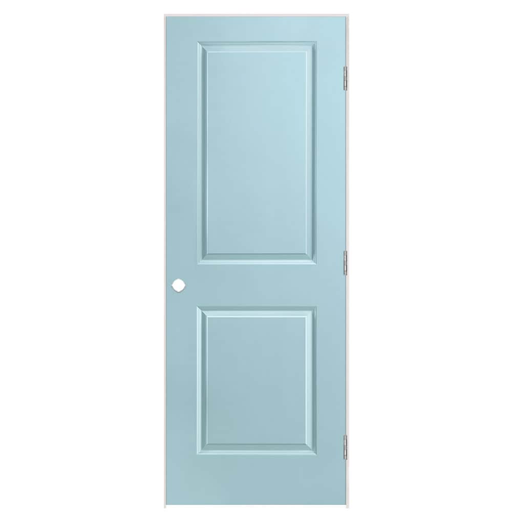Masonite 1316091 28-in x 80-in Sea Mist Solid core 2-panel square Left hand Smooth Prefinished Molded composite Flat Jamb Single Prehung Interior Door