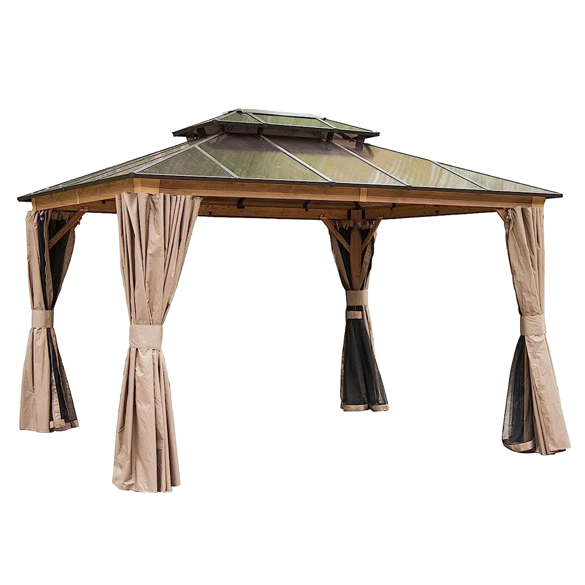 Clihome CL-DOLS022 10-ft x 12-ft Yellow Brown Rectangle Hardtop Roof
