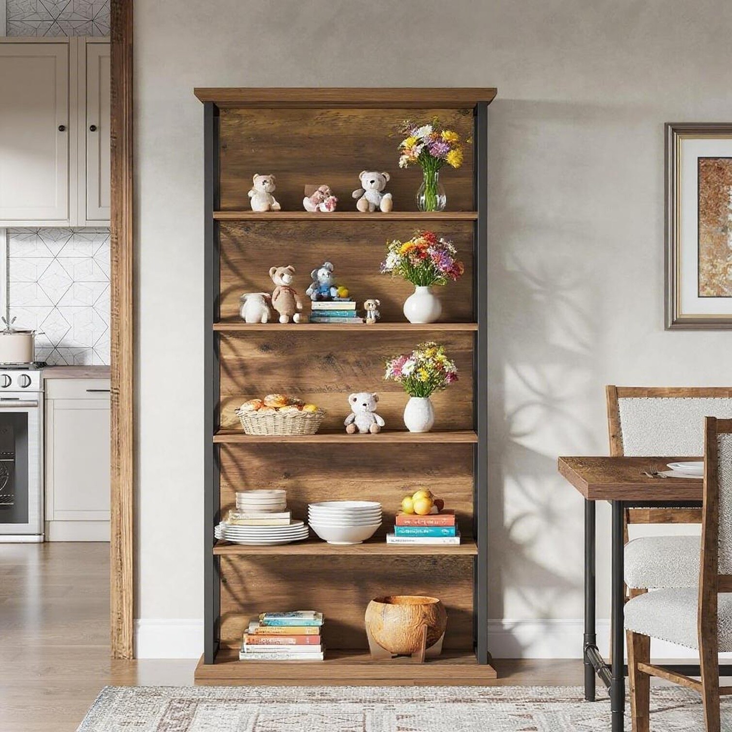chillscreamni Wood Standard Bookcase with Open Storage 39 in Wide Black ...