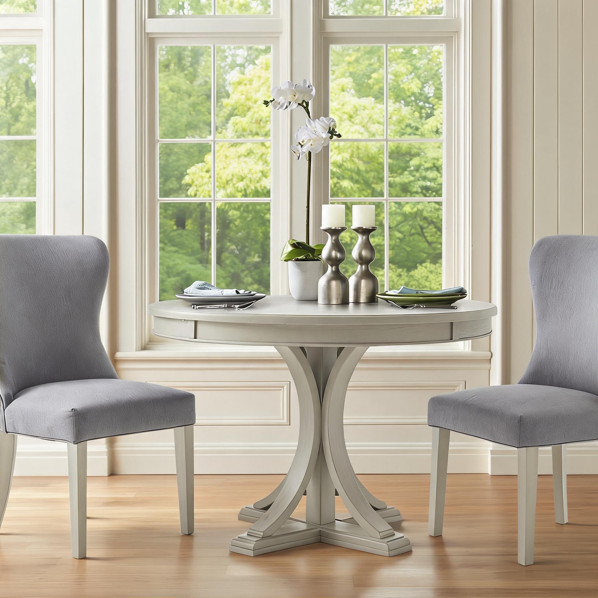Watnature Beige-toned solid wood 44-inch round dining table for everyday indoor dining seats 4 traditional style #VYUFLDUG0DDU