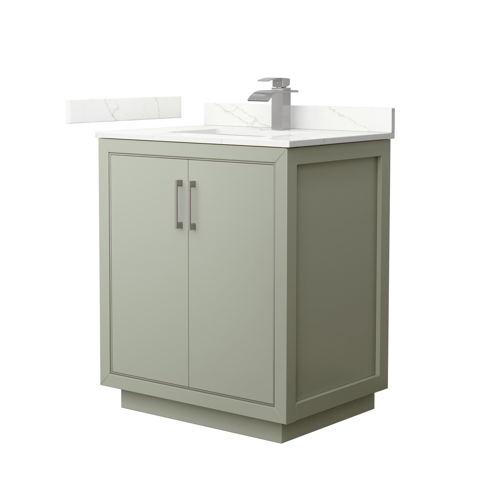 Wyndham Collection WCF111130SLGGTUNSMXX Icon 30-in Light Green Undermount Single Sink Bathroom Vanity with Giotto Quartz Quartz Top