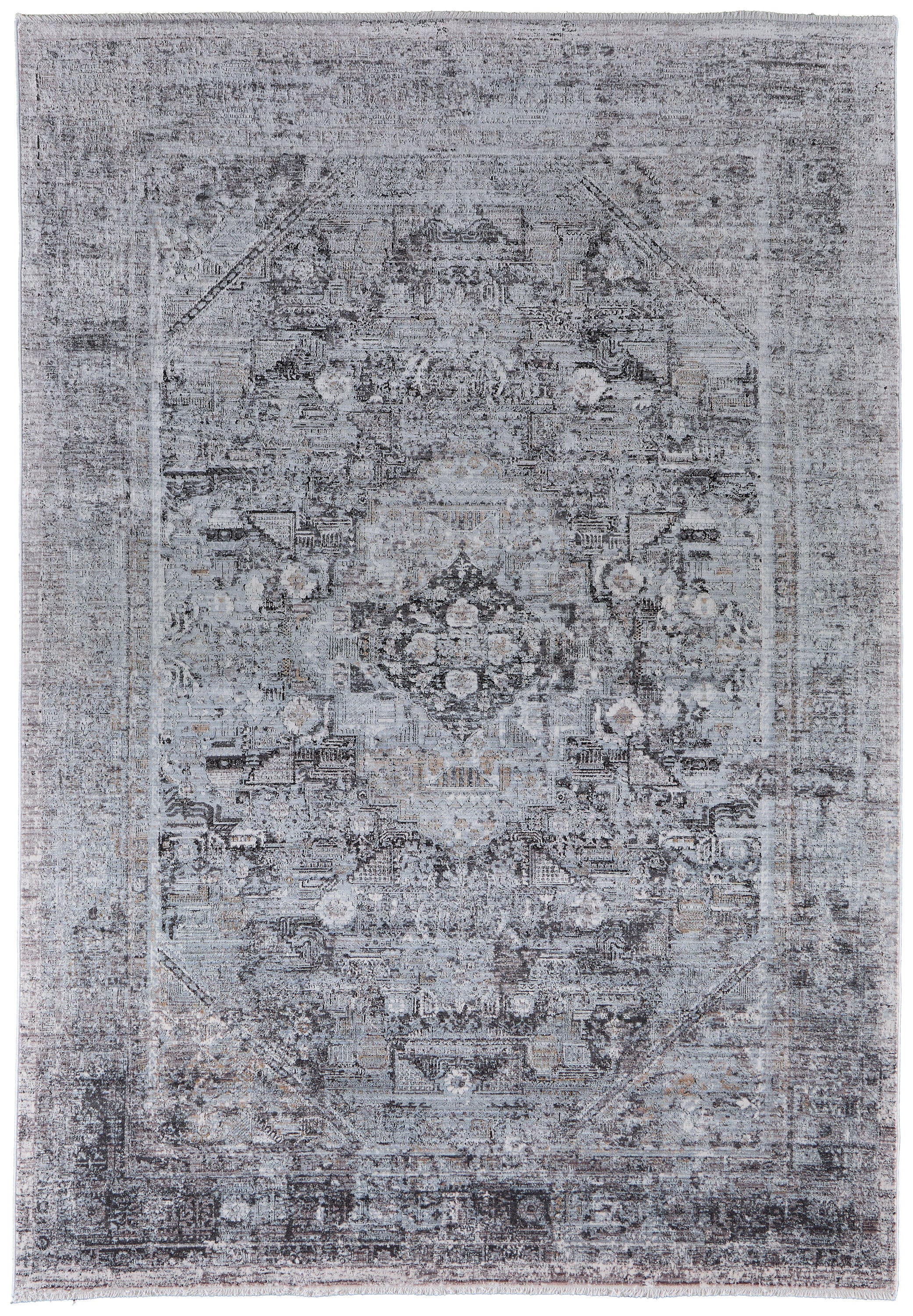 Room Envy 919R3966GRY000I8A Melmas 3 x 8 (ft) Loomed Wool Opal Gray/Blue Silver Rectangular Indoor Geometric Vintage Runner rug