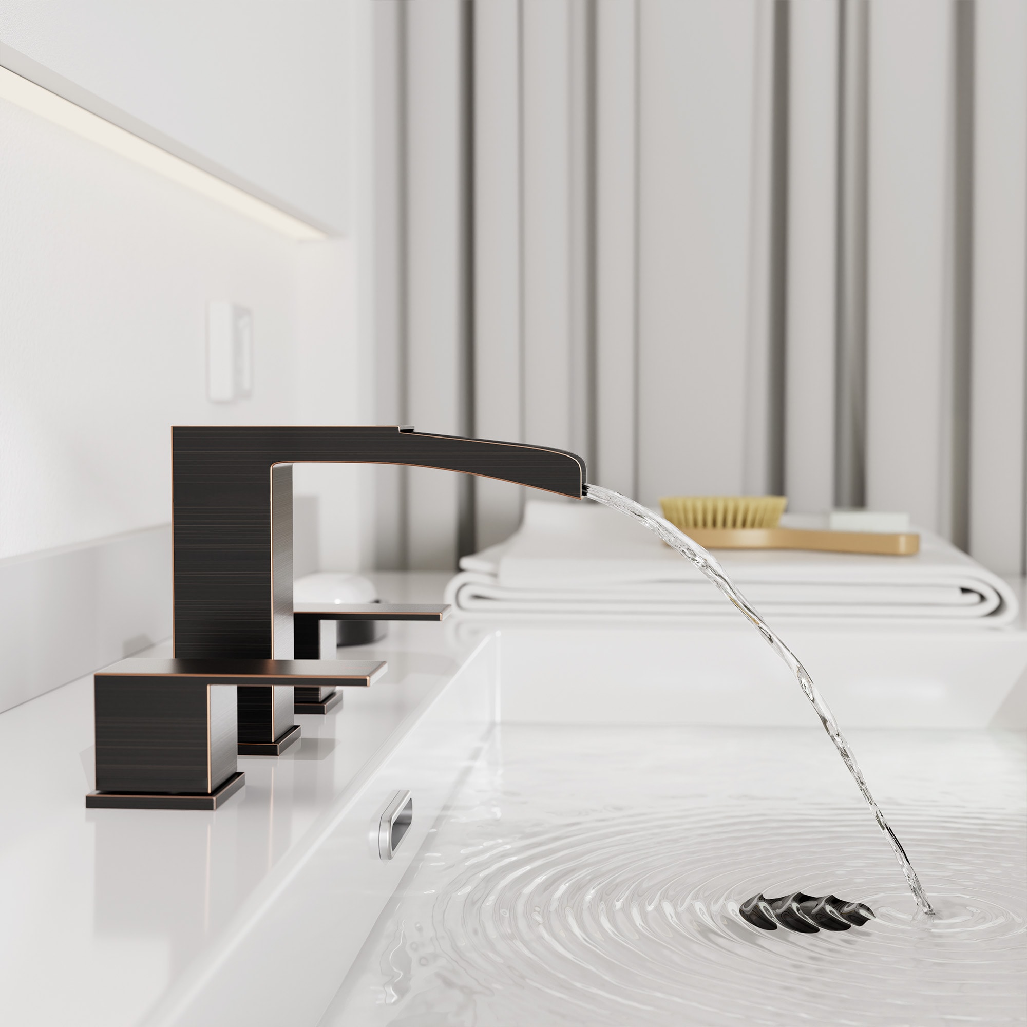 Matte Black Modern Widespread 2-Handle Bathroom Faucet