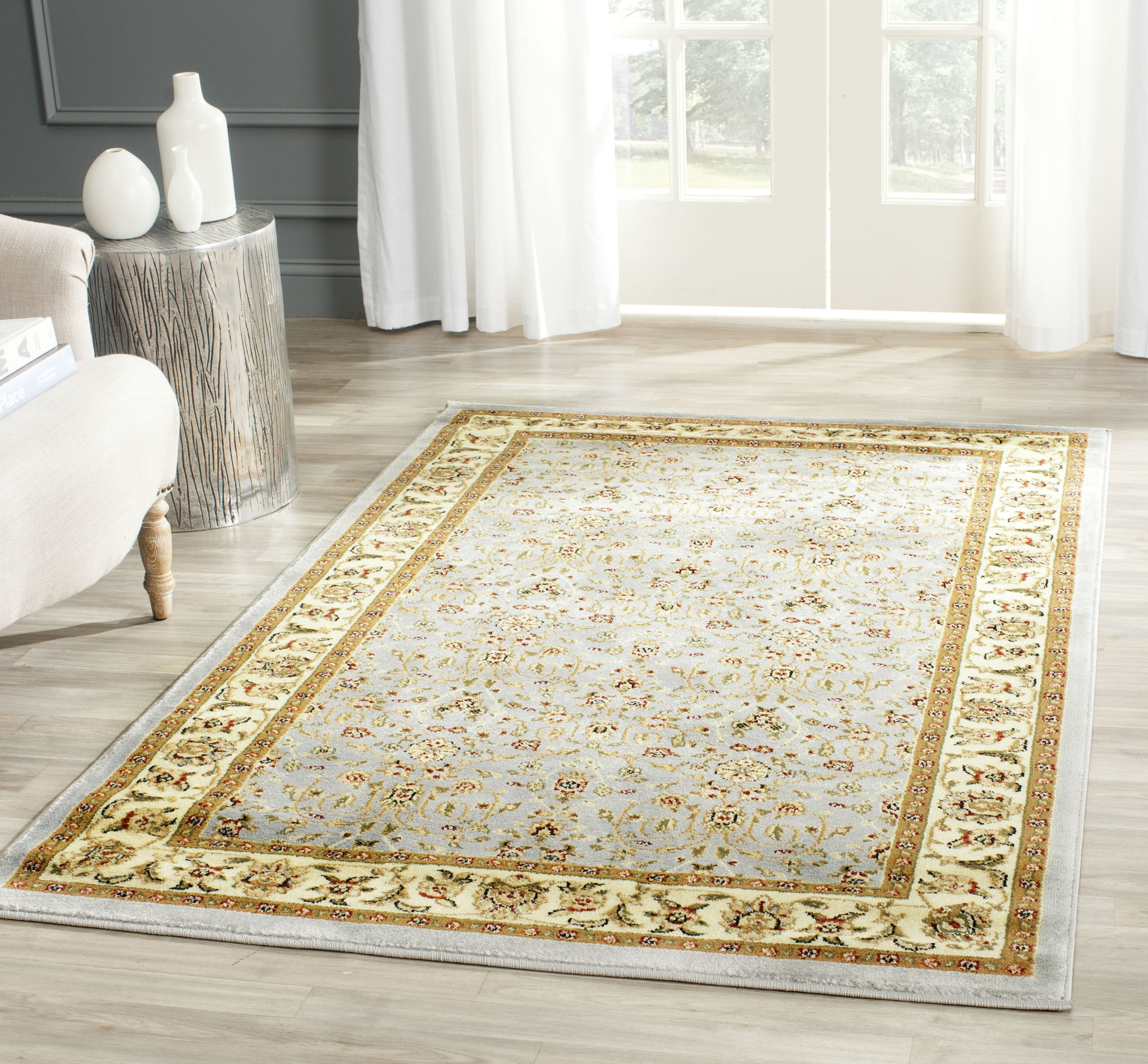 Safavieh LNH312B-4 Lyndhurst Adelyne 4 x 6 (ft) Loomed Polypropylene Light Blue/Ivory Rectangular Indoor Floral/Botanical Oriental Area rug