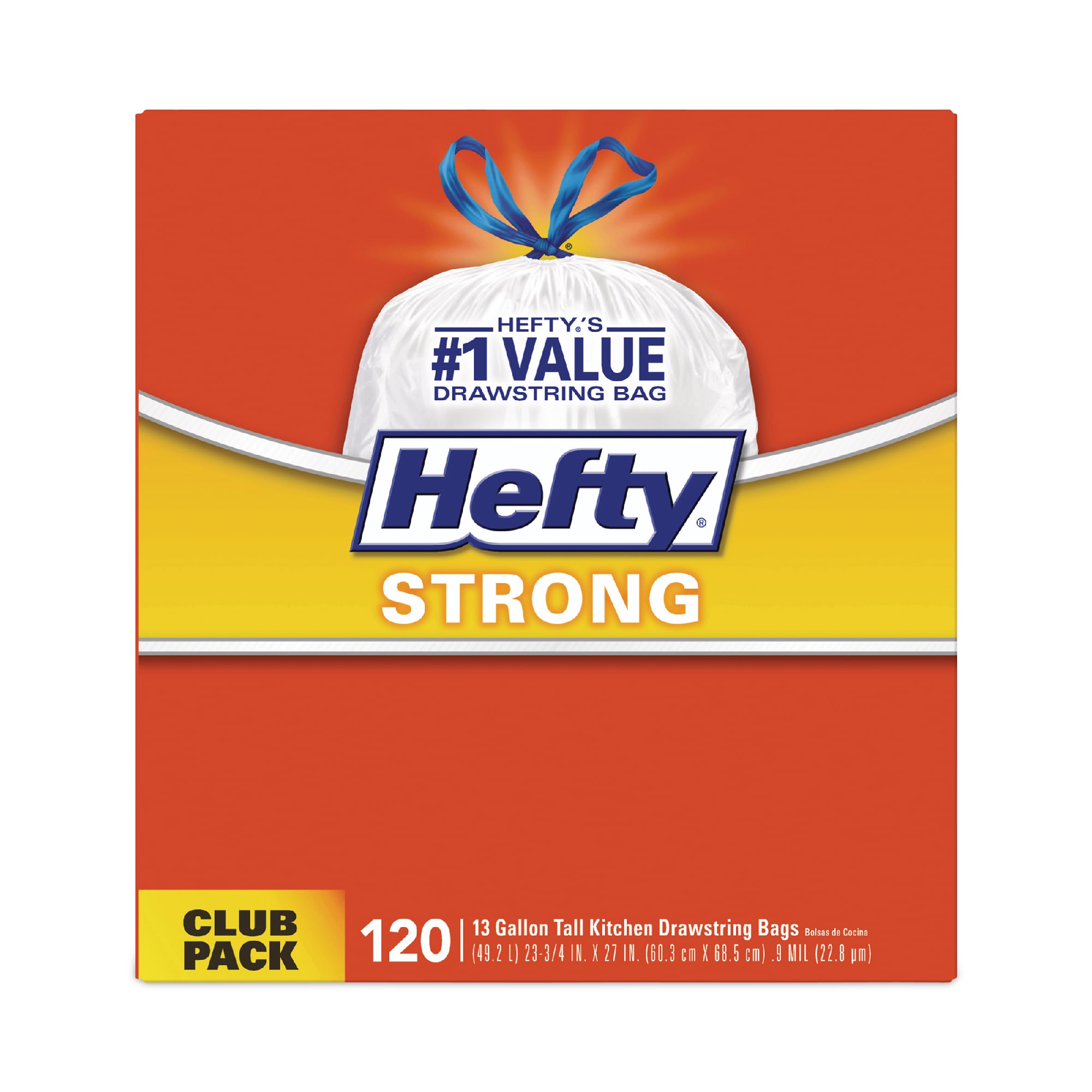 Hefty RFPE84574 13-Gallons Scent free White Indoor Plastic Can Drawstring Trash Bag 90 -Count