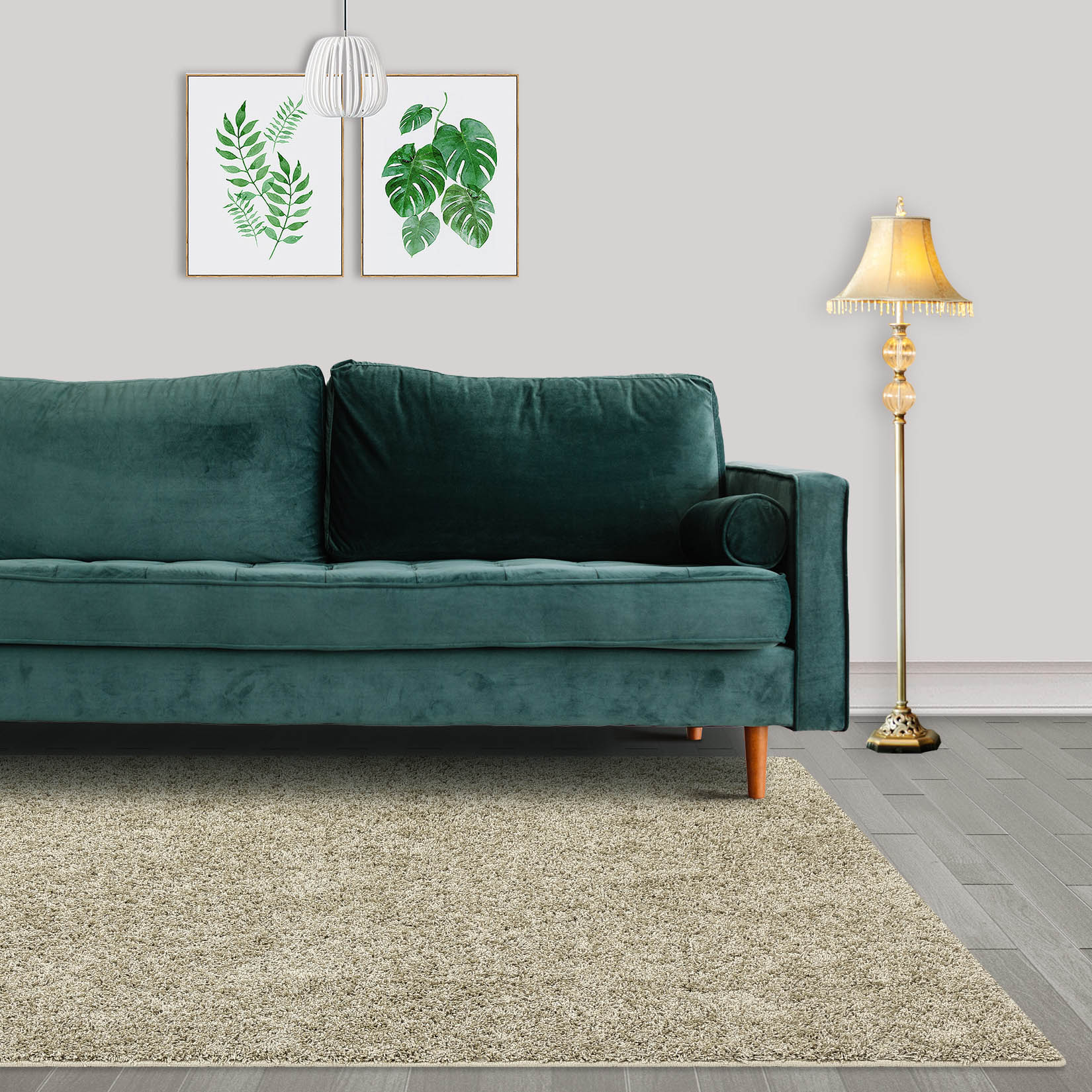 Garvee YXY-LO-PHO-0RQYQ8YW 5 x 8 (ft) Loomed Polyester Taupe Rectangular Indoor Solid Mid-Century Modern Machine washable Area rug