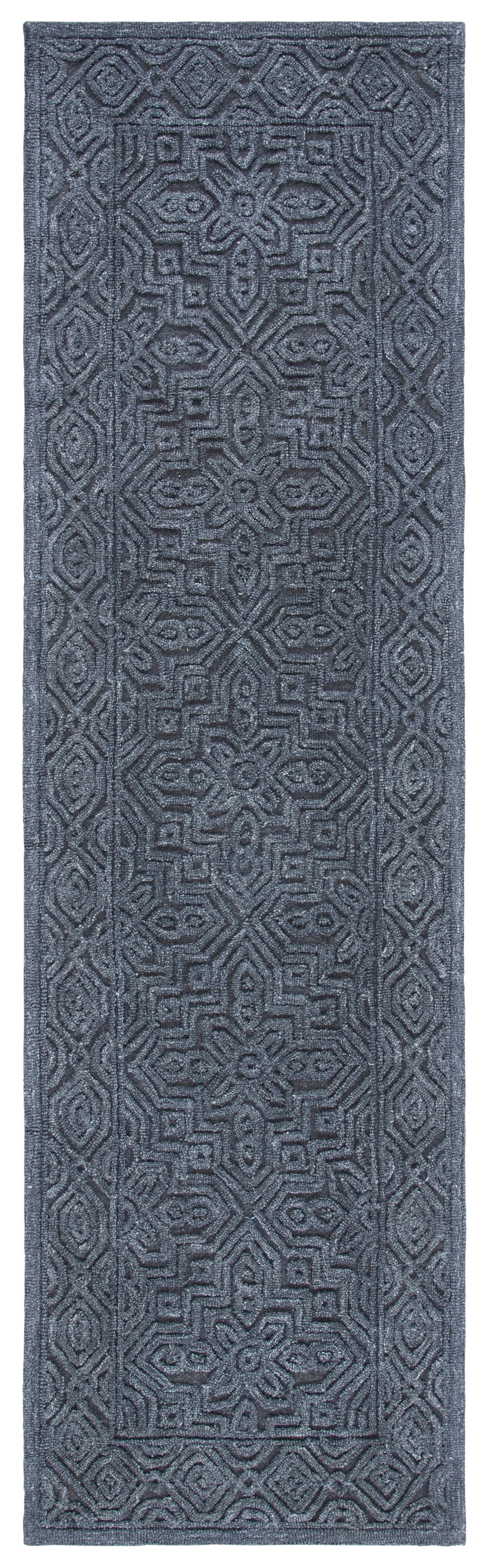 Safavieh TXT101H-28 Textural Audeline 2 x 8 (ft) Tufted Wool Charcoal Rectangular Indoor Geometric Bohemian/Eclectic Runner rug