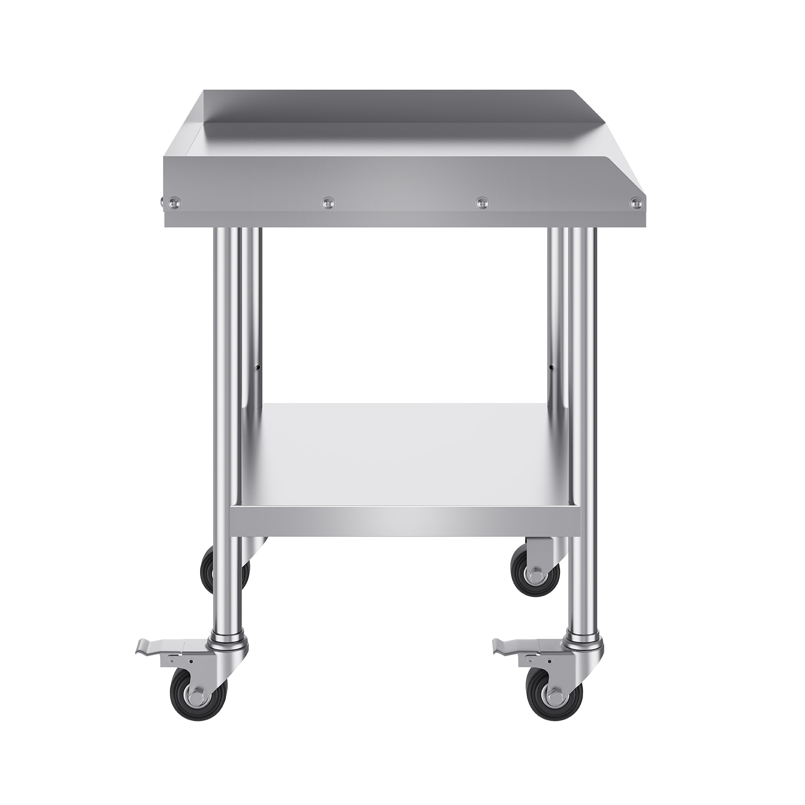 GIVIMO - 24-in x 24-in Stainless Steel Work Table with 4 Casters and 3-Sided Backsplash Commercia...