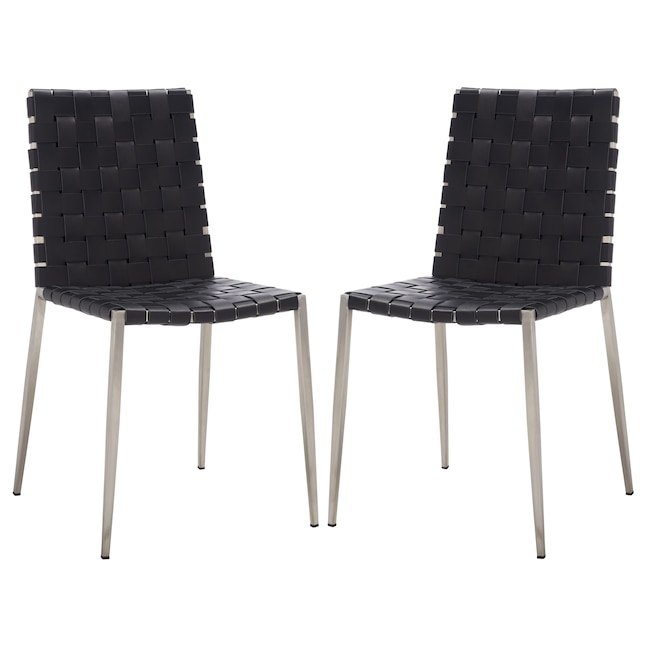 Safavieh Rayne Contemporary Modern, Genuine Leather Dining Chairs Grey