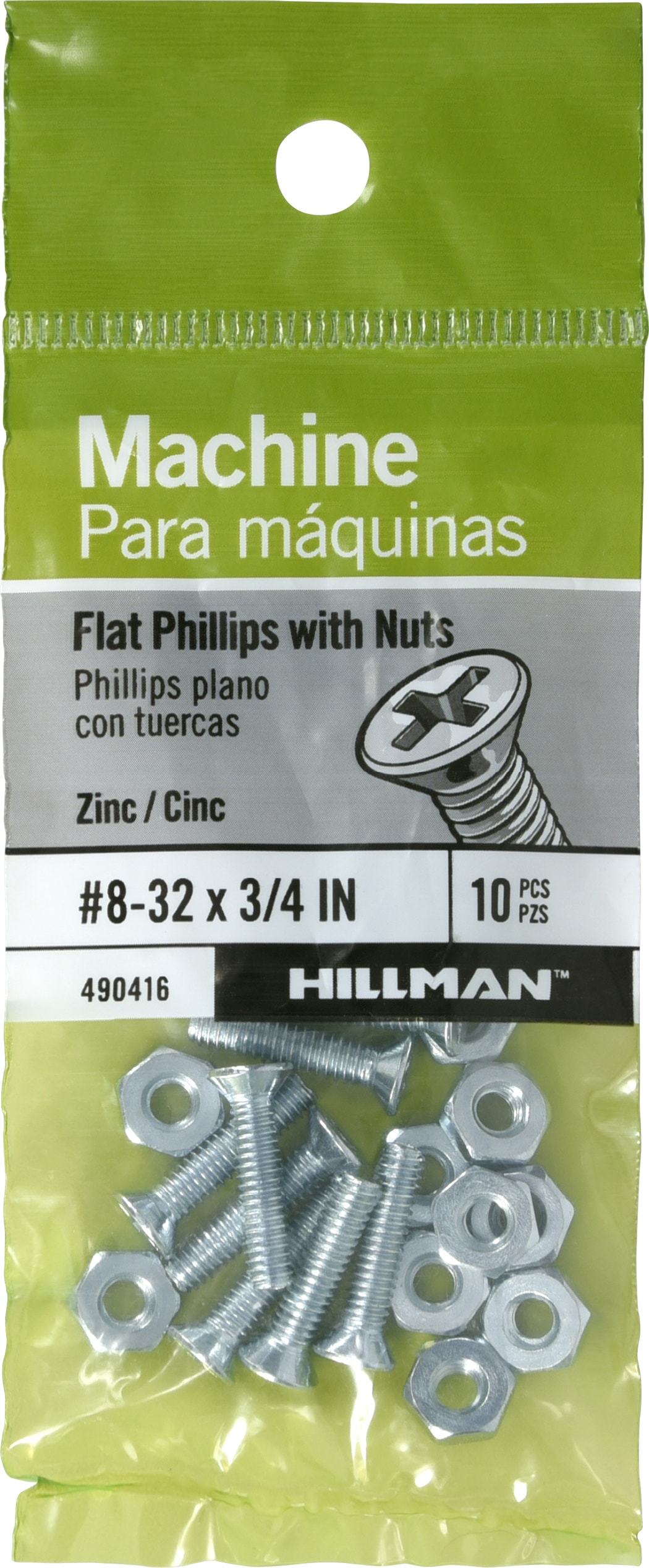 Hillman 490416 #8 - 32 x 3/4-in Phillips -Drive Machine screws ( 10 -Count )