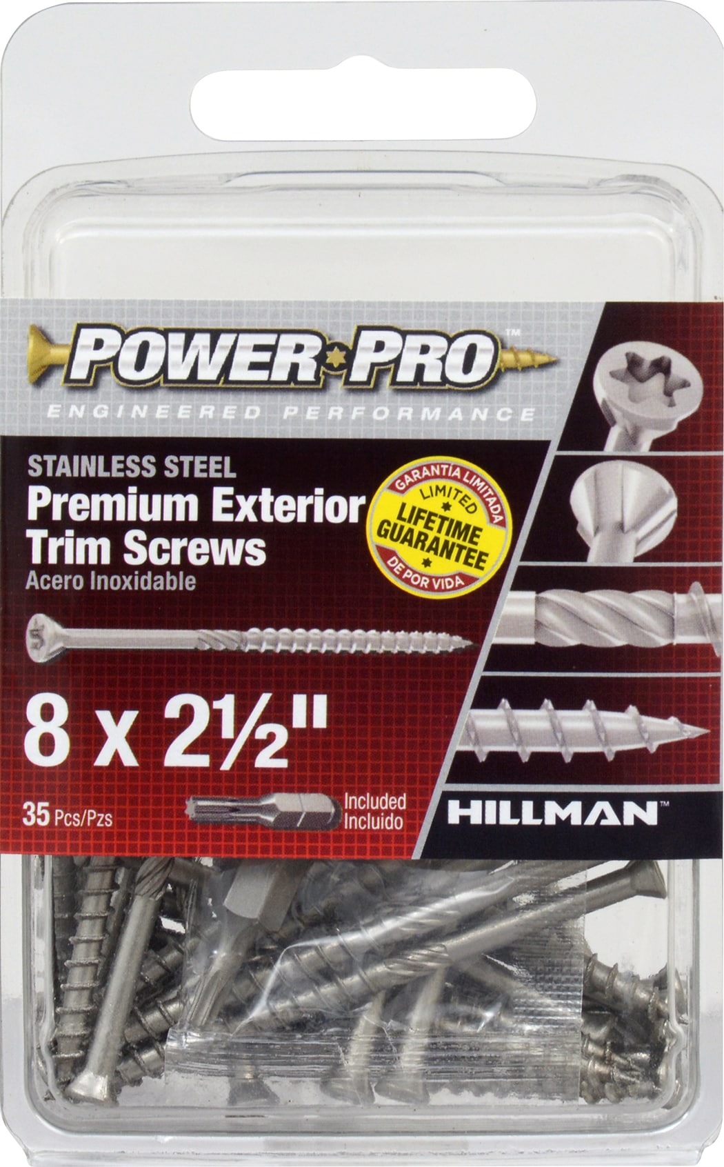 Power Pro 8 x 2" Stainless Steel Trim Exterior Trim Screws LOT OF 3 Packs 