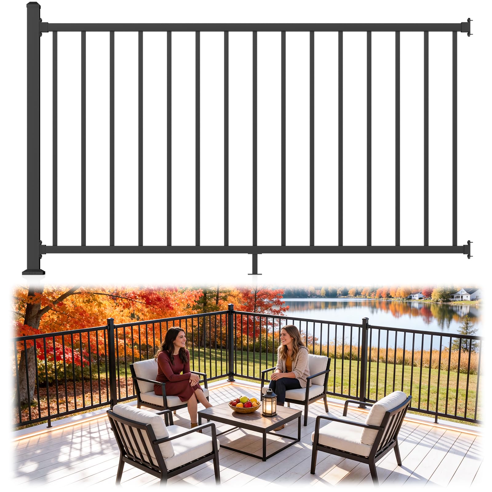 Afoxsos  Adjustable Aluminum Stair Railing Brackets 28 to 45 Degree Angle Rail to Post Connectors Textured Black Powder Coated Finish for Deck