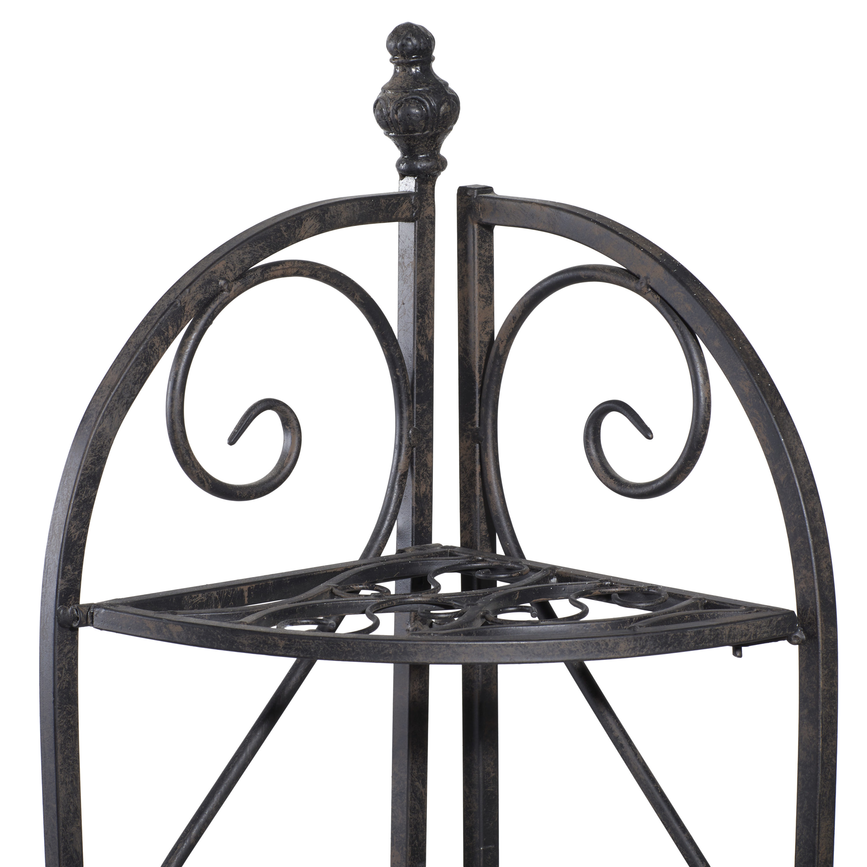 Black Metal Scroll Corner Bakers Rack with 4 Shelves