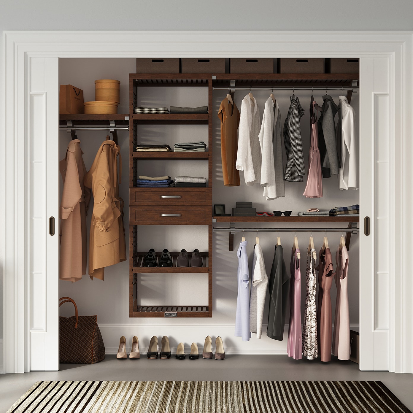 John Louis Home JLH-261SH-CH 4-Feet to 10-Feet W x 7-Feet H Chestnut Ventilated Shelving Wood Closet System