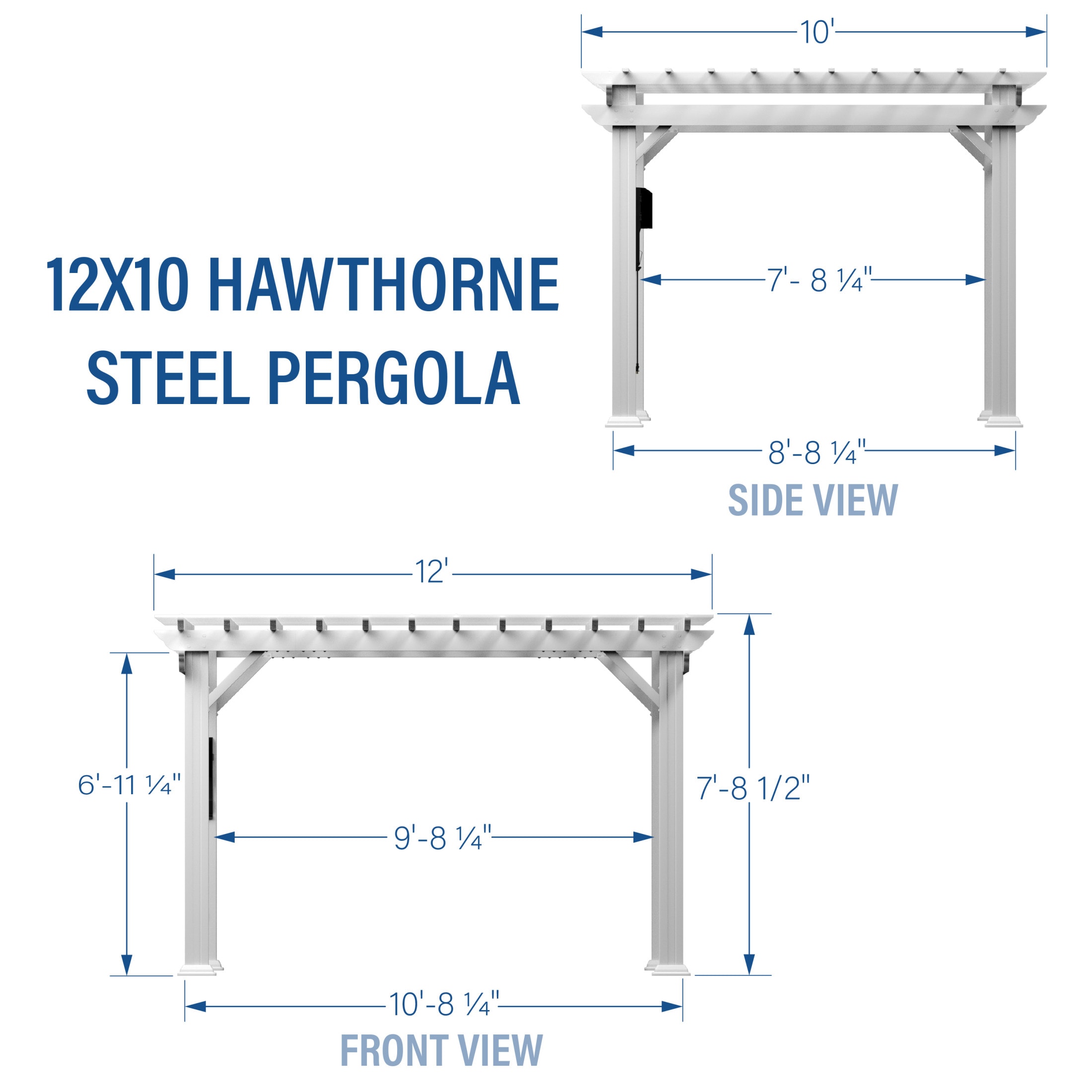 Hawthorne 12' x 10' White Steel Pergola with Canopy