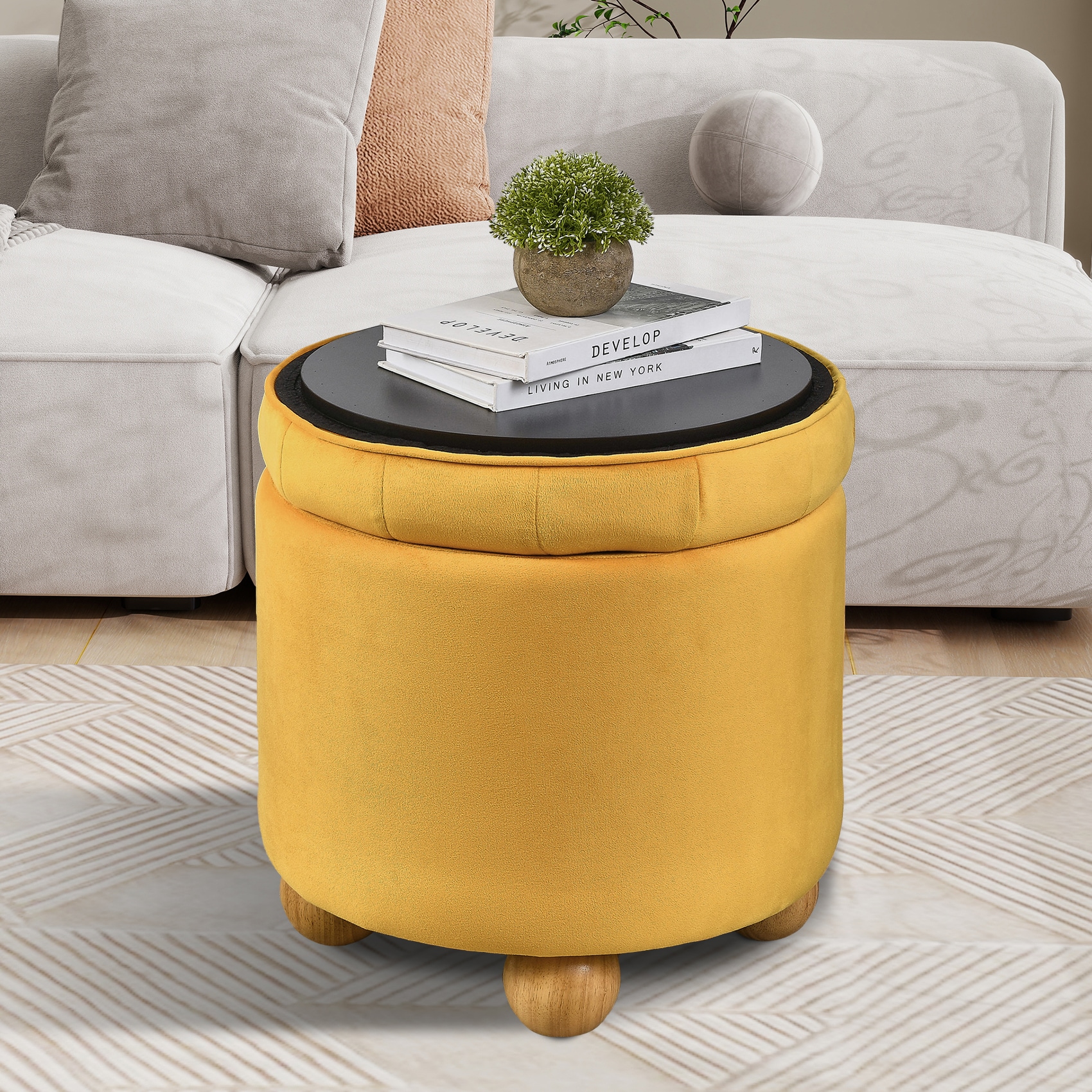 Hrinhom HC-D4117-DARK YELLOW Indoor-Ottomans - View #2