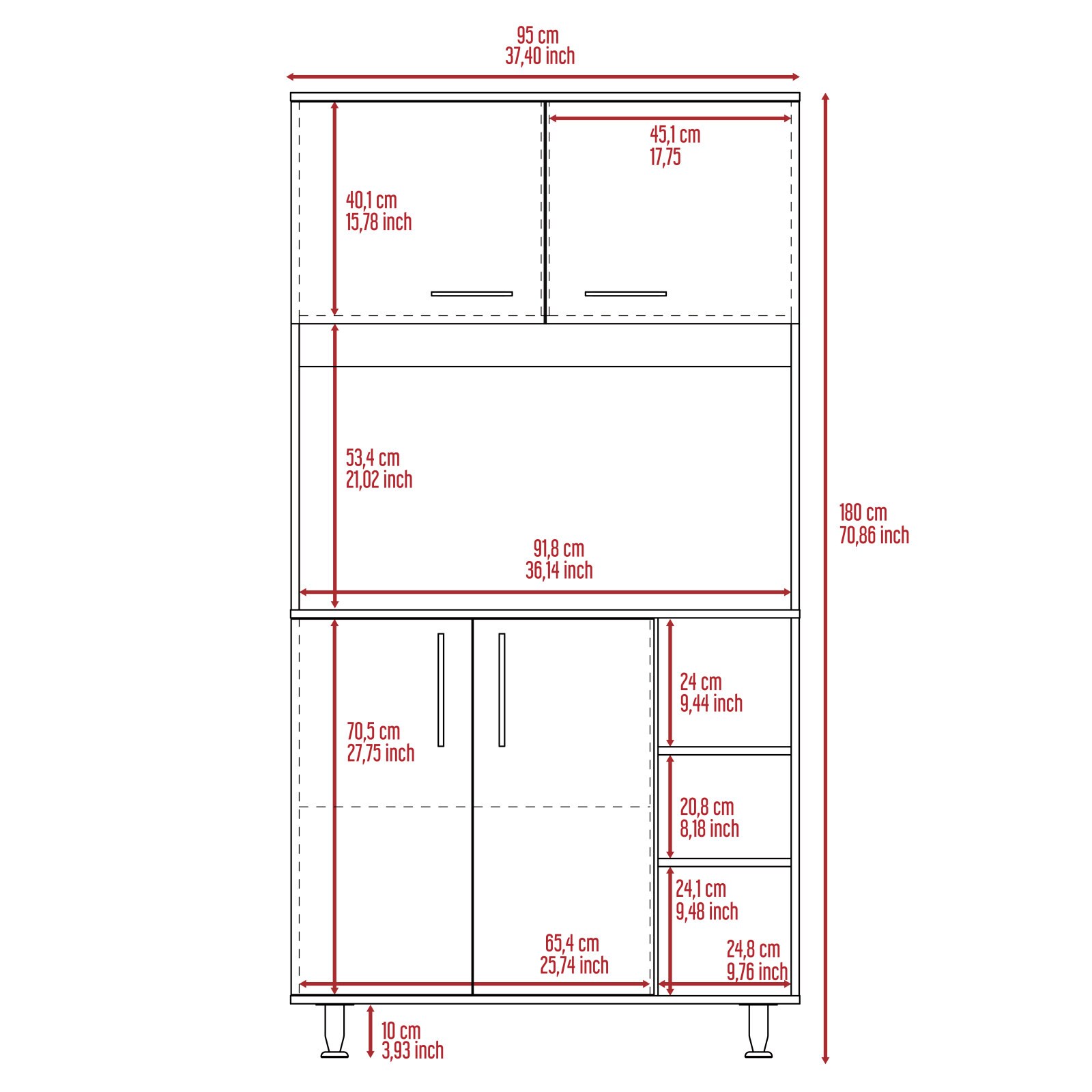 CHITA Modern Pantry Cabinet with 2 Doors 3 Shelves for Kitchen Dining ...