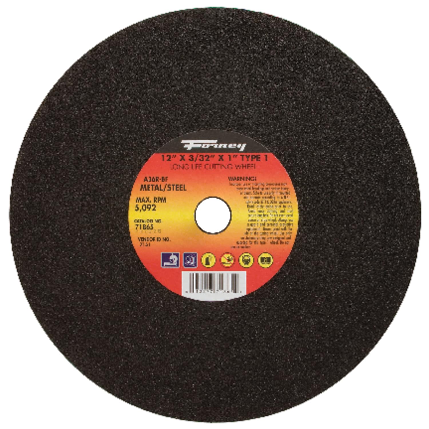 Forney 12 Inch D X 1 Inch Aluminum Oxide Metal Cutting Wheel 1 pc #EJD2329589