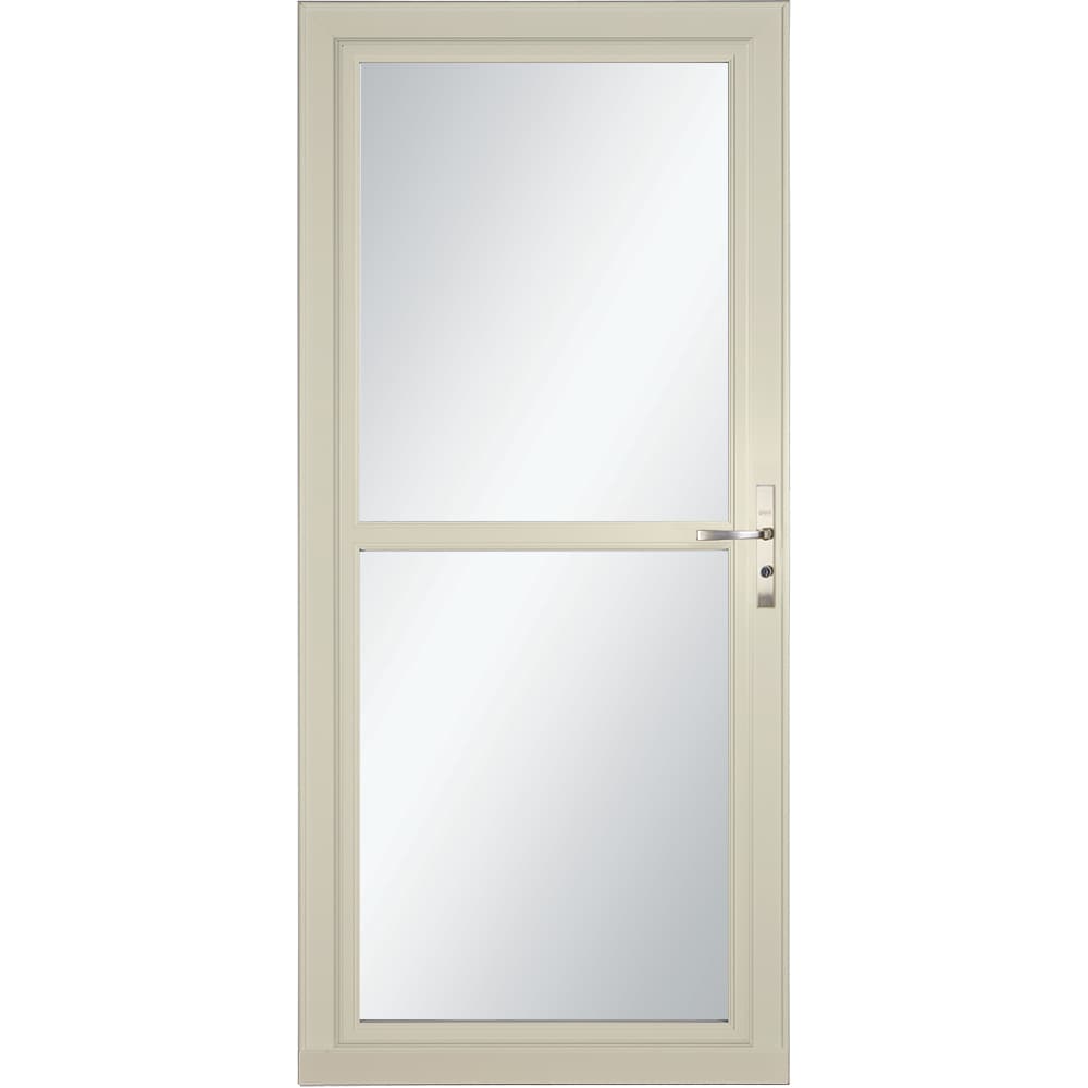 LARSON Tradewinds Selection 32-in x 81-in Almond Full-view Retractable Screen Aluminum Storm Door with Brushed Nickel Handle in Off-White -  1460408117S