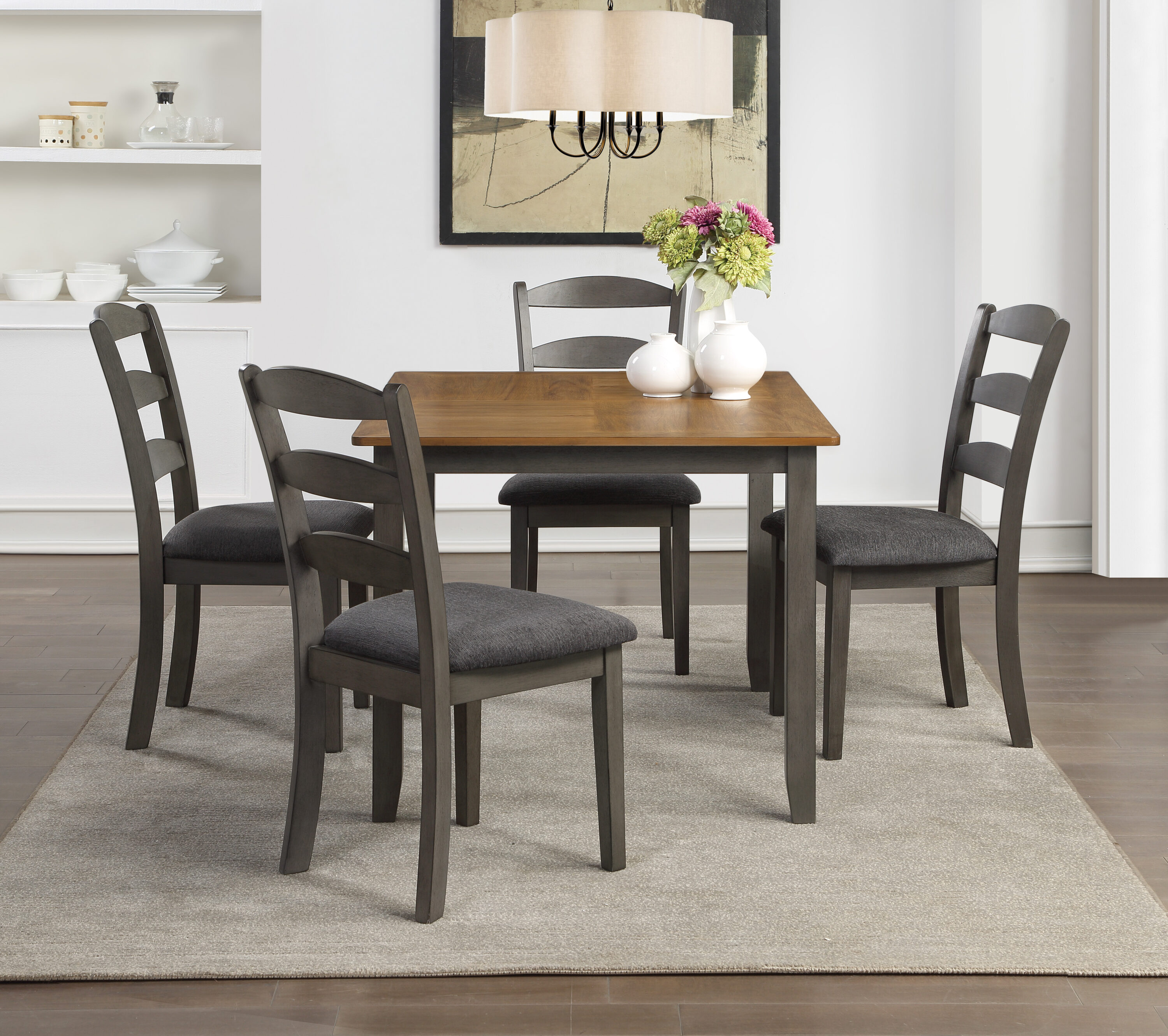 West Lake 47" Antique Natural and Gray 5-Piece Wood Dining Set