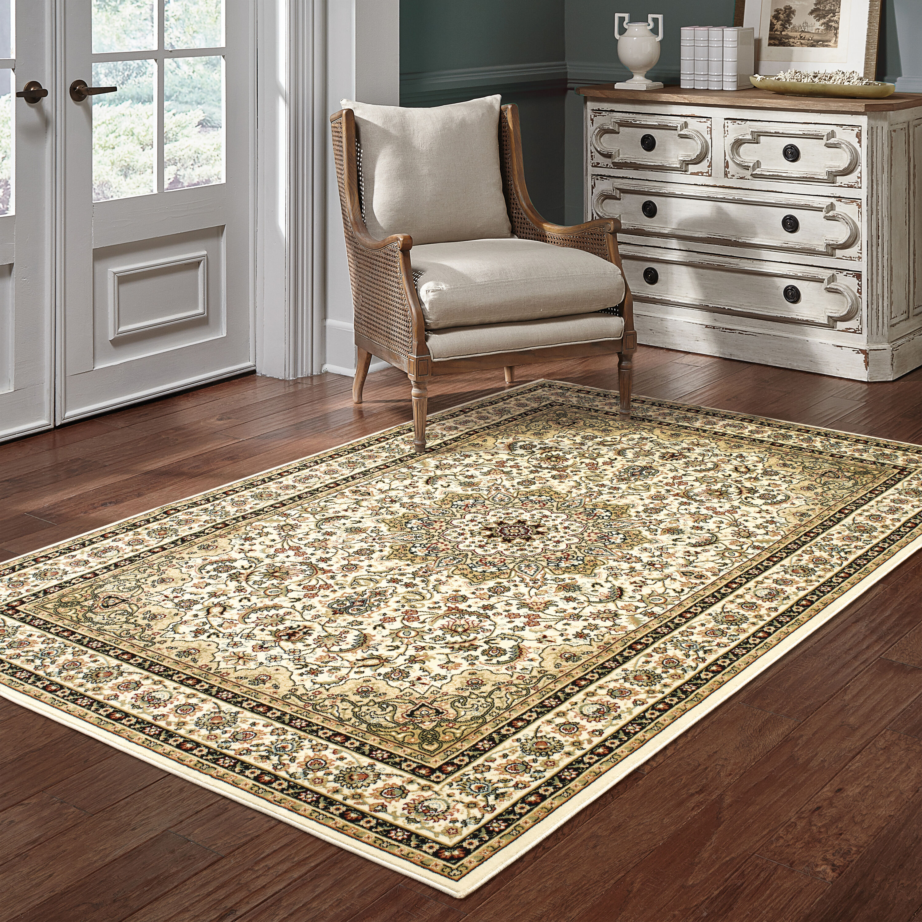 Archer Lane 119KSHW15L Westferry 5 x 8 (ft) Polypropylene Ivory Rectangular Indoor Medallion Oriental Area rug