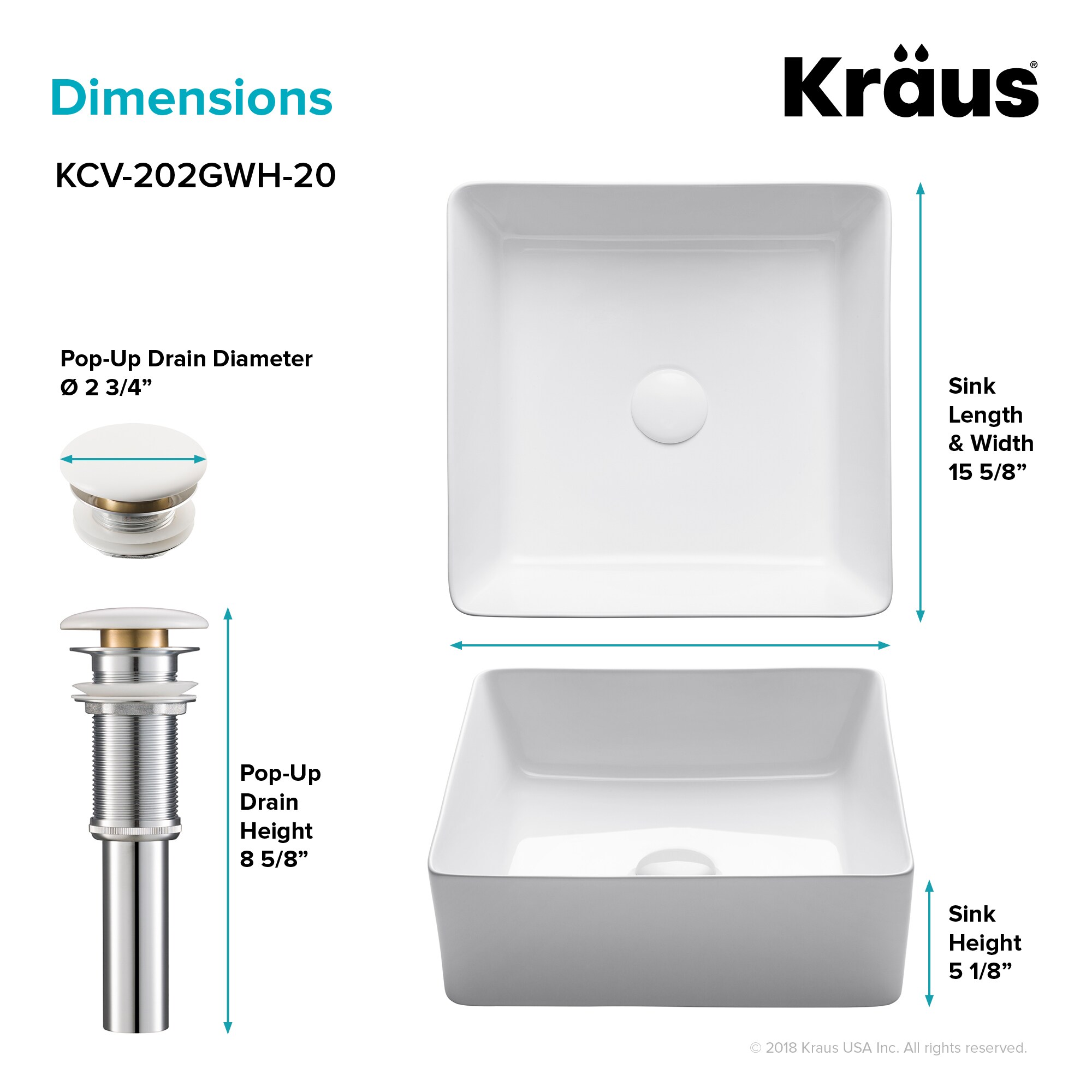 Kraus KCV-202GWH-20 Bath-Sink - View #6