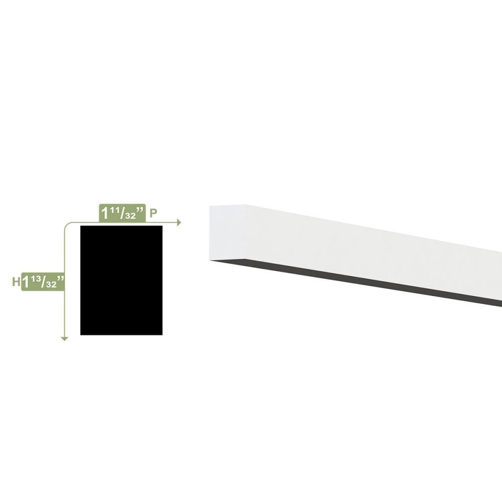 White PVC 1" x 0.75" x 96" Stop Moulding