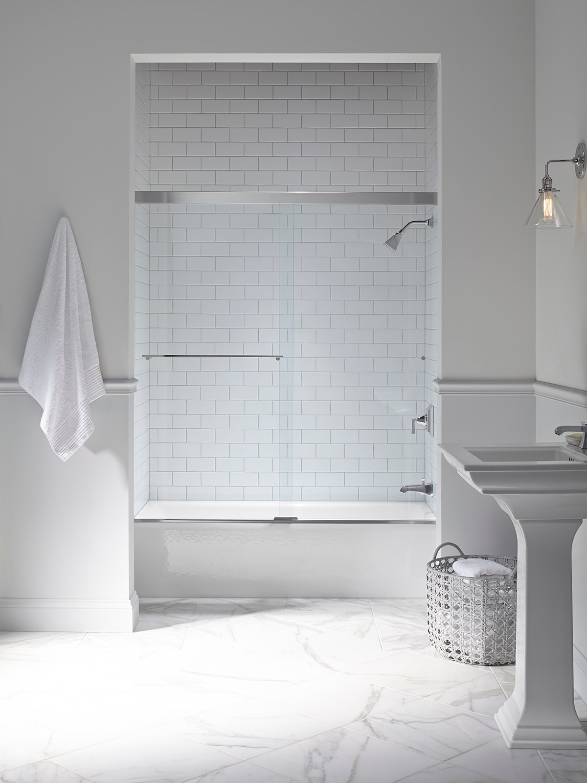 Bellwether White Cast Iron Alcove Soaking Bathtub