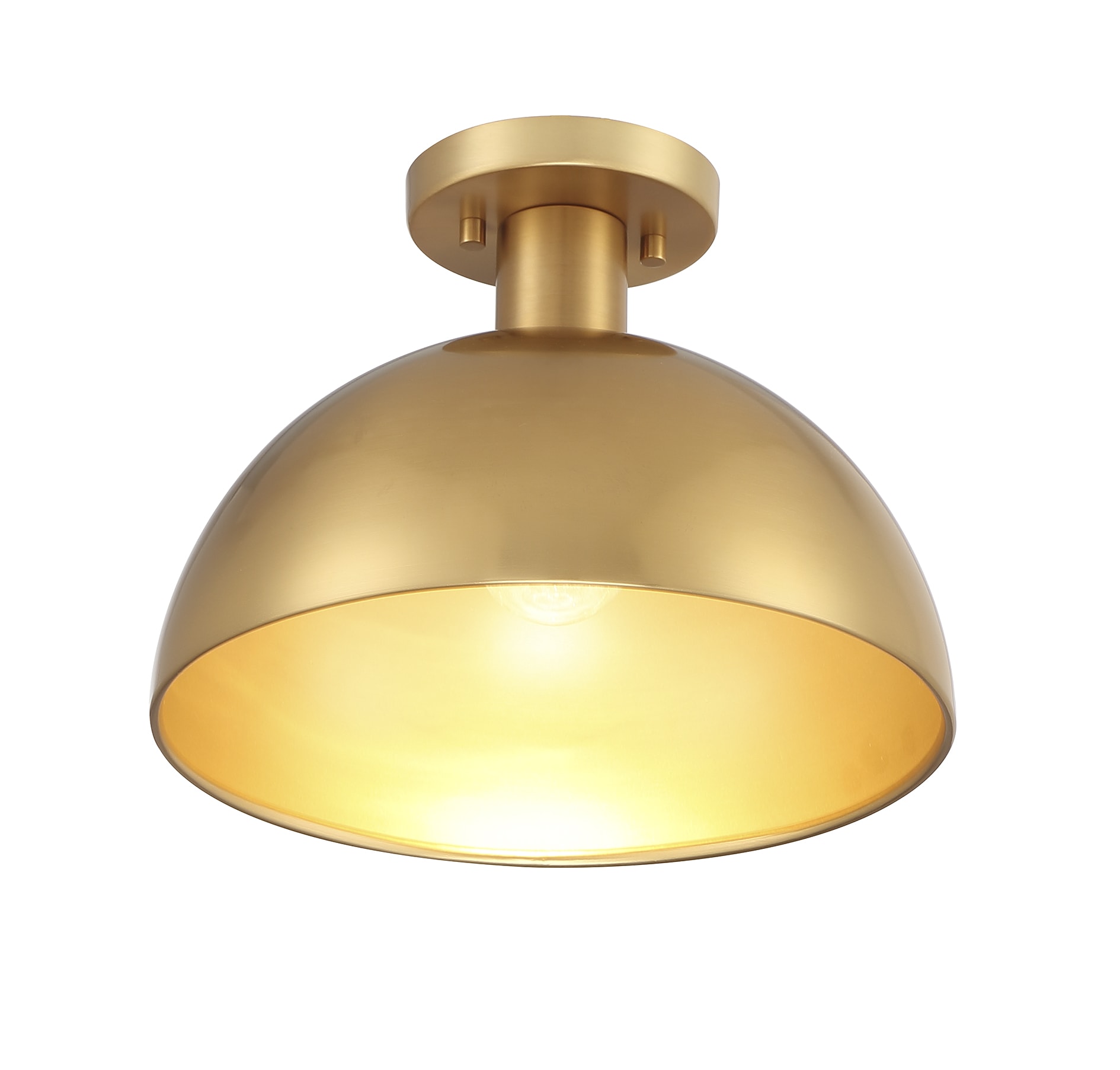 Vintage Brass 1-Light Semi-Flush Mount Ceiling Light