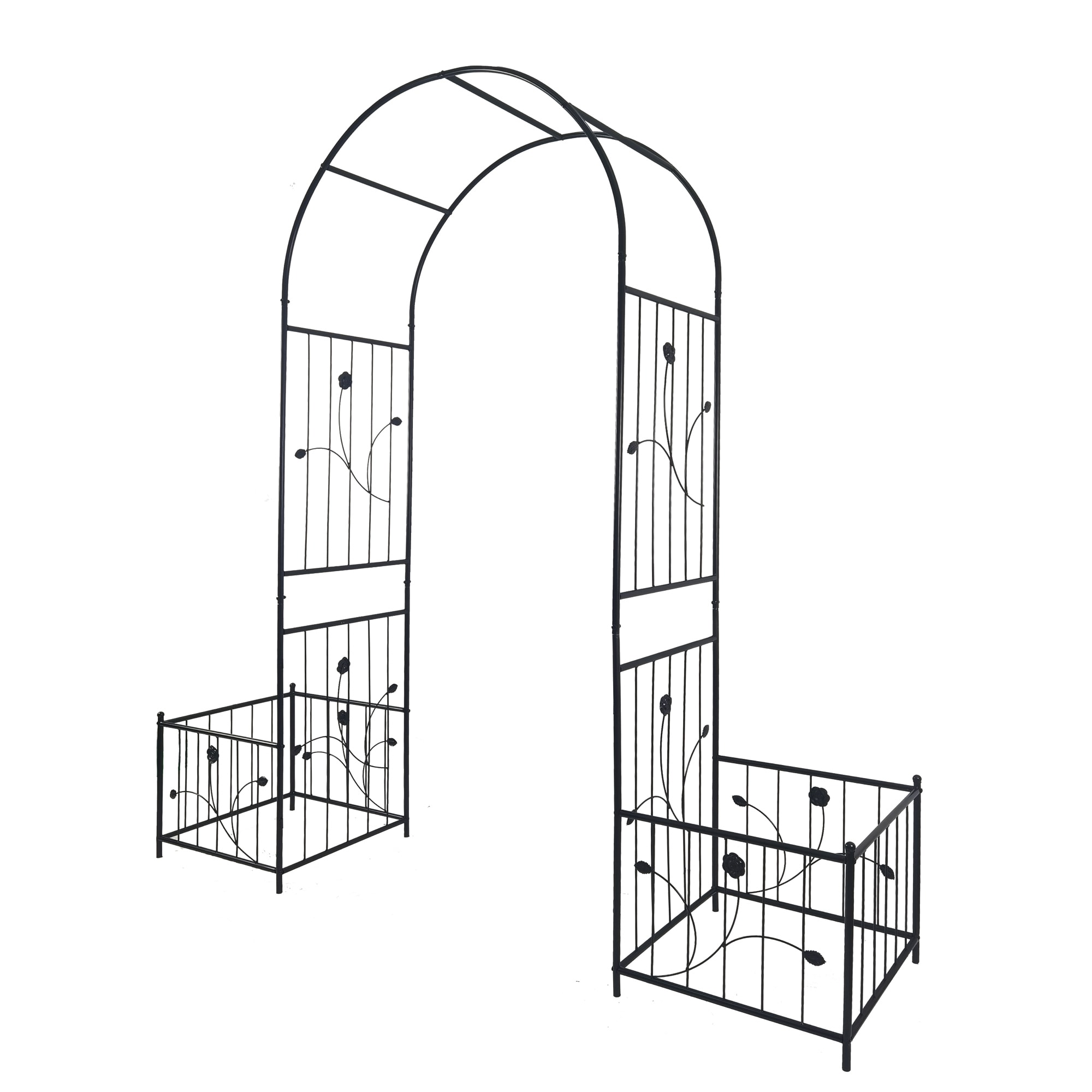 Flynama J-V-81135 6.6-ft W x 7.2-ft H Arched Black Wrought iron Garden Arbor