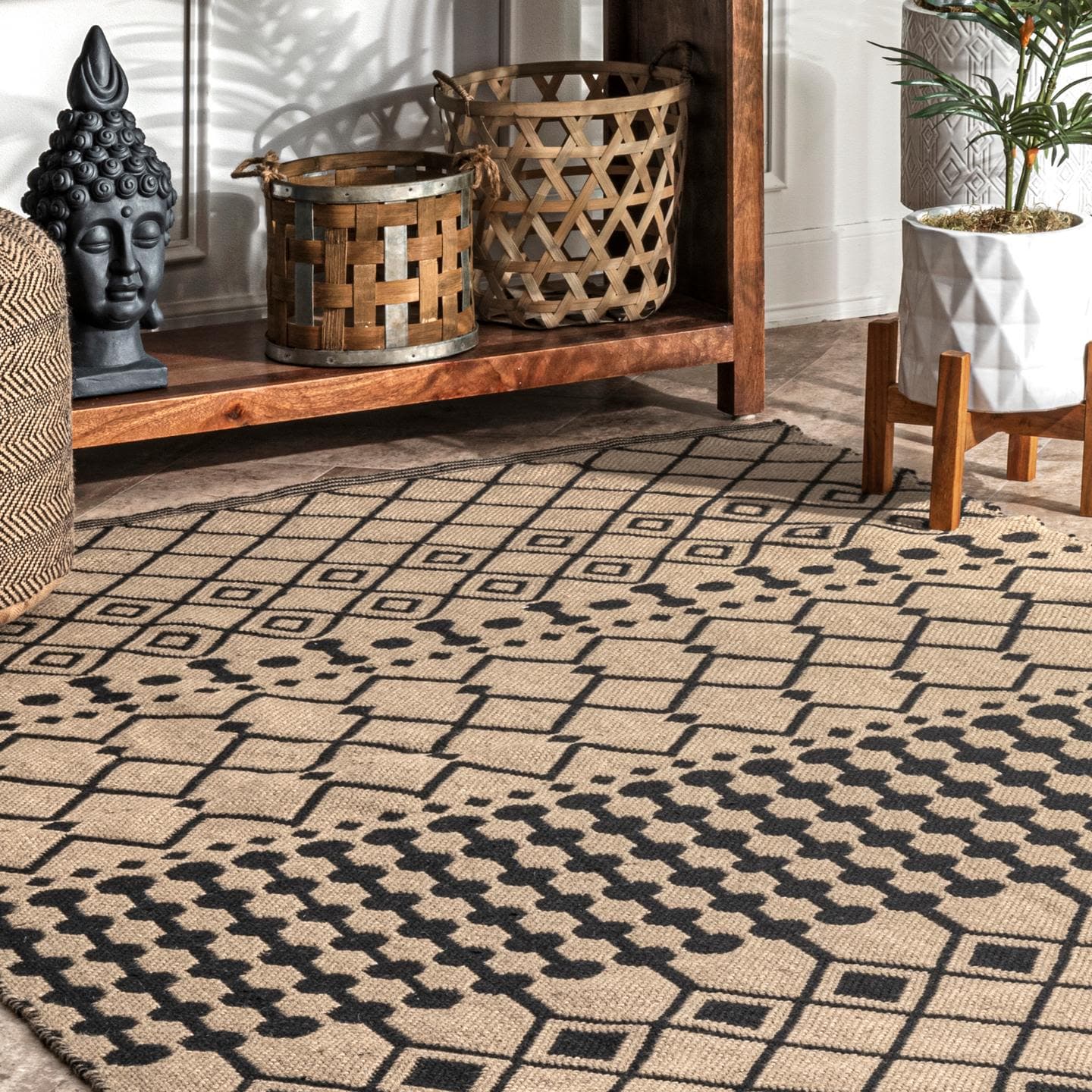 Natural Jute 5' x 8' Handmade Trellis Area Rug