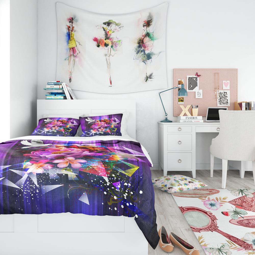 Designart BED13413-K 3 -Piece Purple King Duvet cover Set