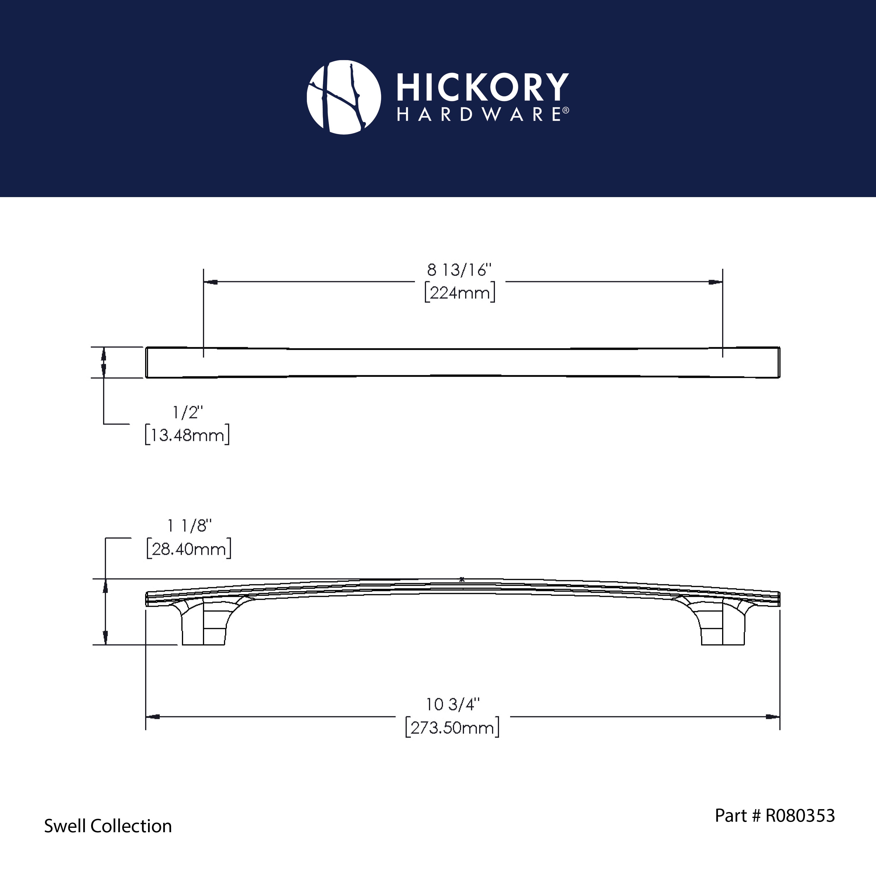 Hickory Hardware Heritage Designs Swell 8-13/16-in , 224mm Center to ...