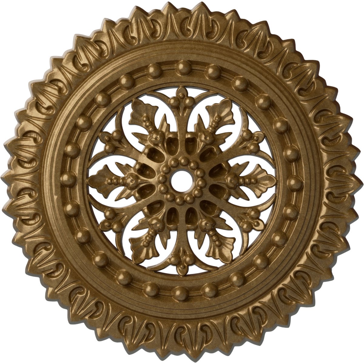 Ekena Millwork CM18SKPAS Sellek 18.5-in W x 18.5-in L Painted Pale Gold Polyurethane Whole Ceiling Medallion