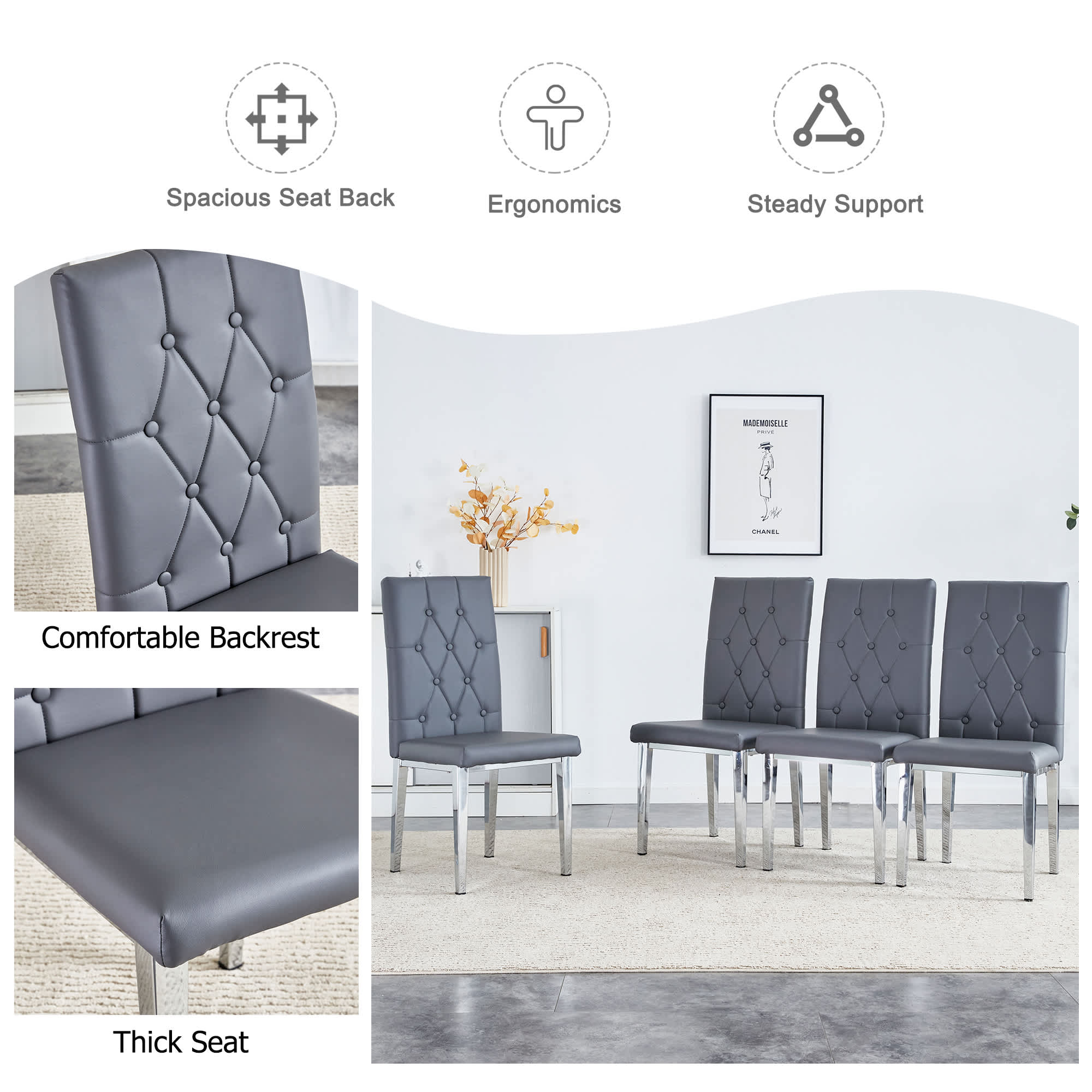 Vynxaria LEXY0071-DJCY-2GRY Dining-Chairs - View #5