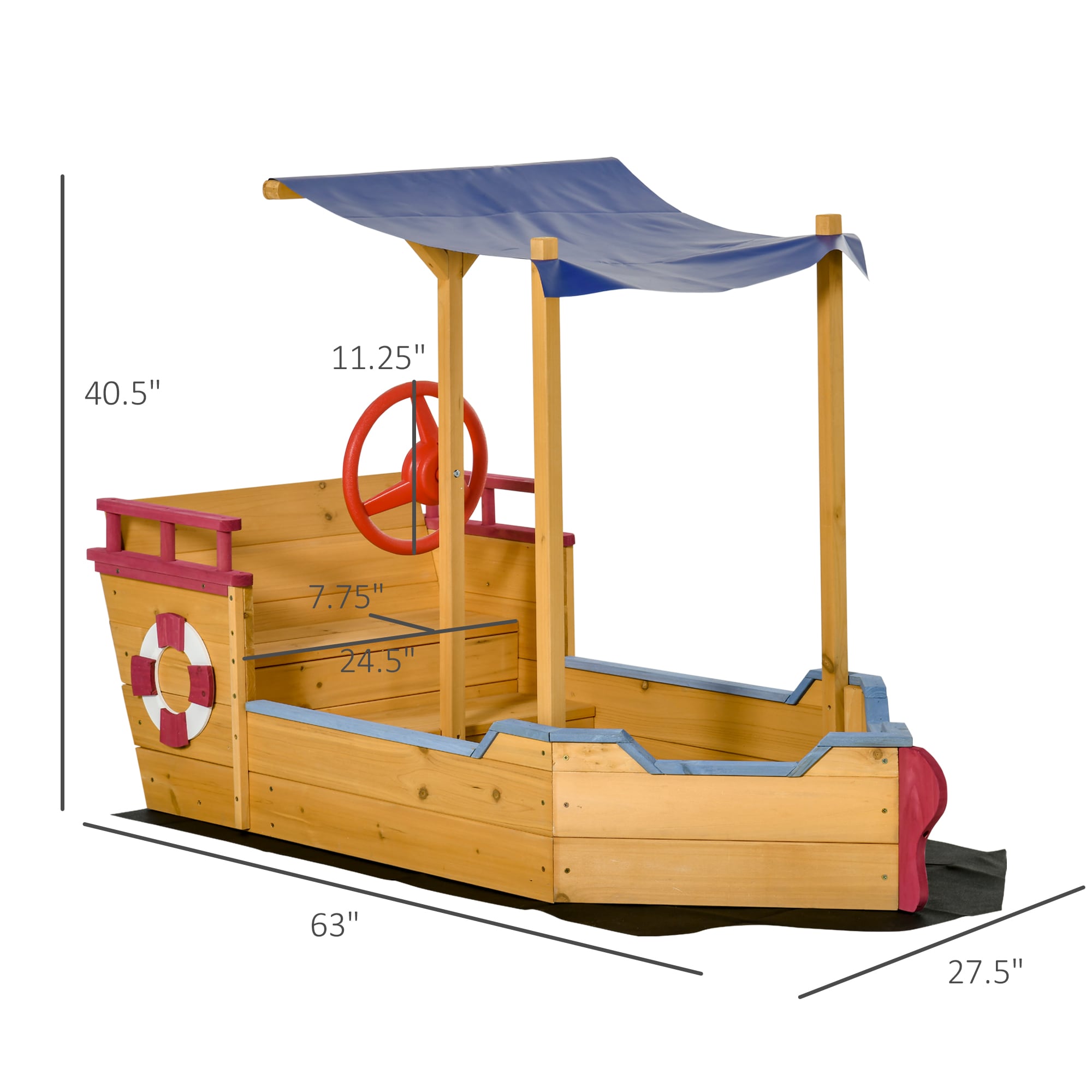 Runesay CY13 63-Inches x 27.5-Inches Brown Irregular Wood Sandbox