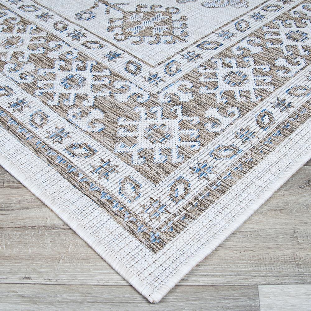 Ivory-Sand Flat Woven Synthetic Rectangular Area Rug, 6'6" x 9'6"