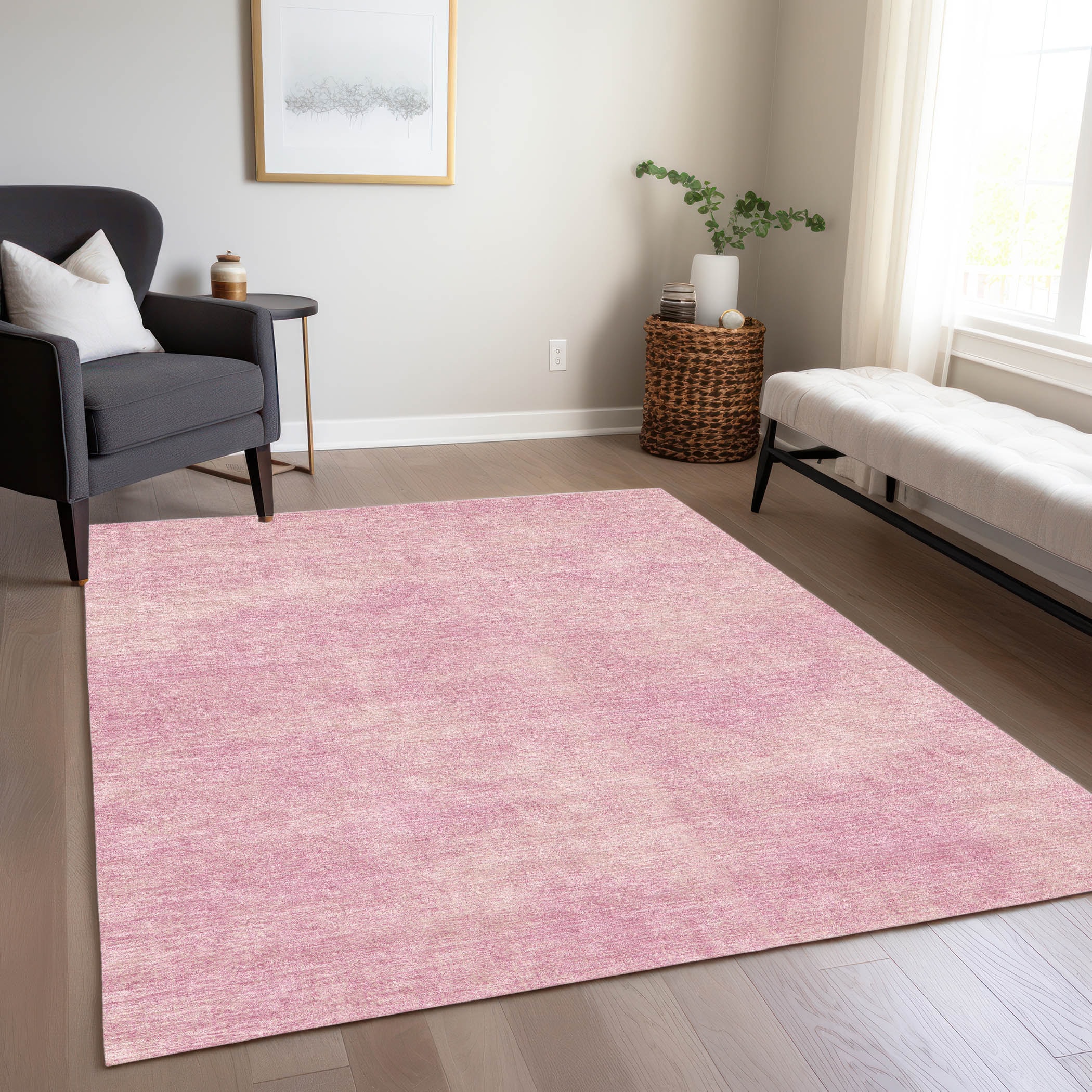Addison Rugs ACN1018PI3X5 Chantille ACN1018PI 3 x 5 (ft) Polyester Pink Rectangular Indoor/Outdoor Geometric Machine washable Area rug