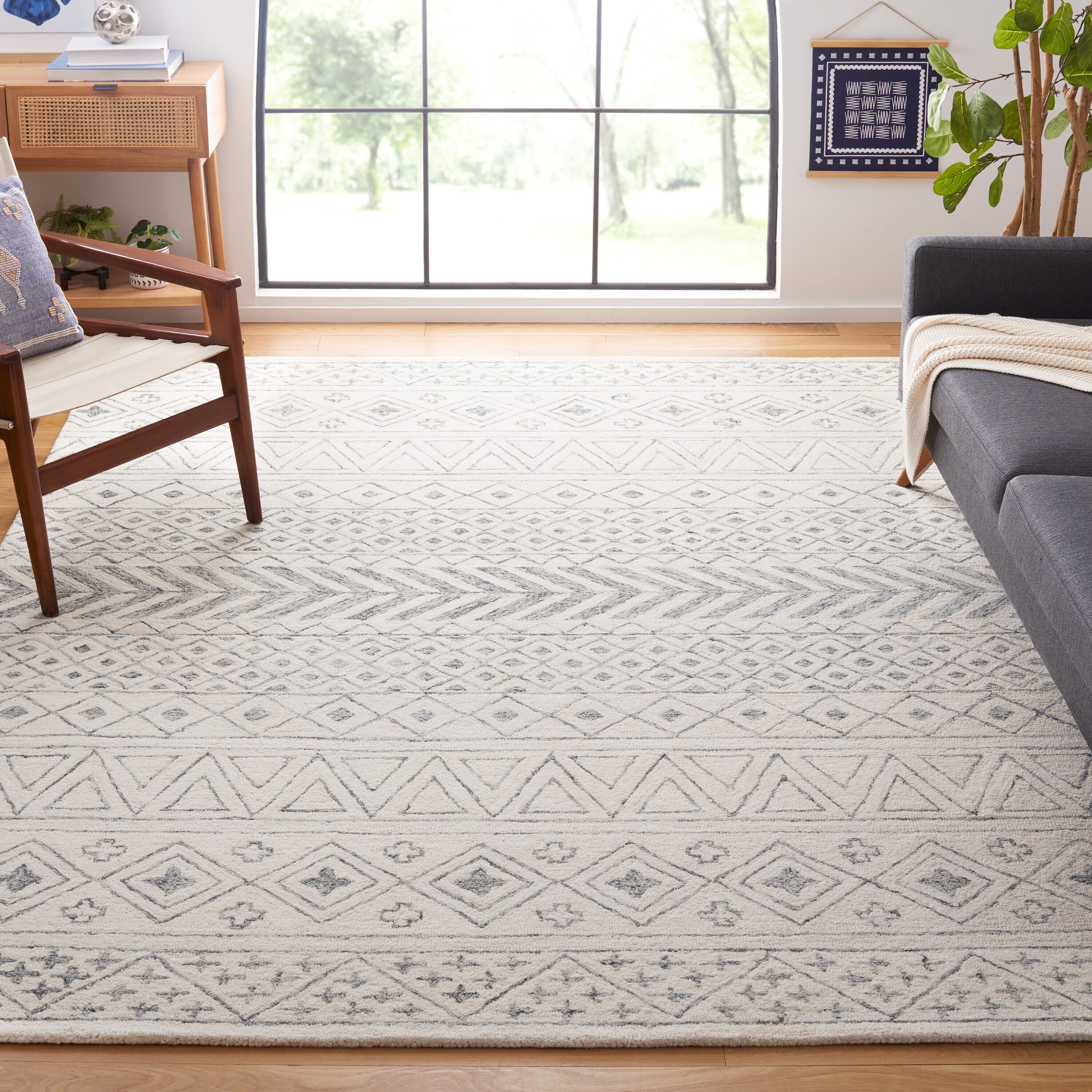 Metro 353 Ivory/Gray Bohemian 8Ft x 10Ft Large Rectangle Rug