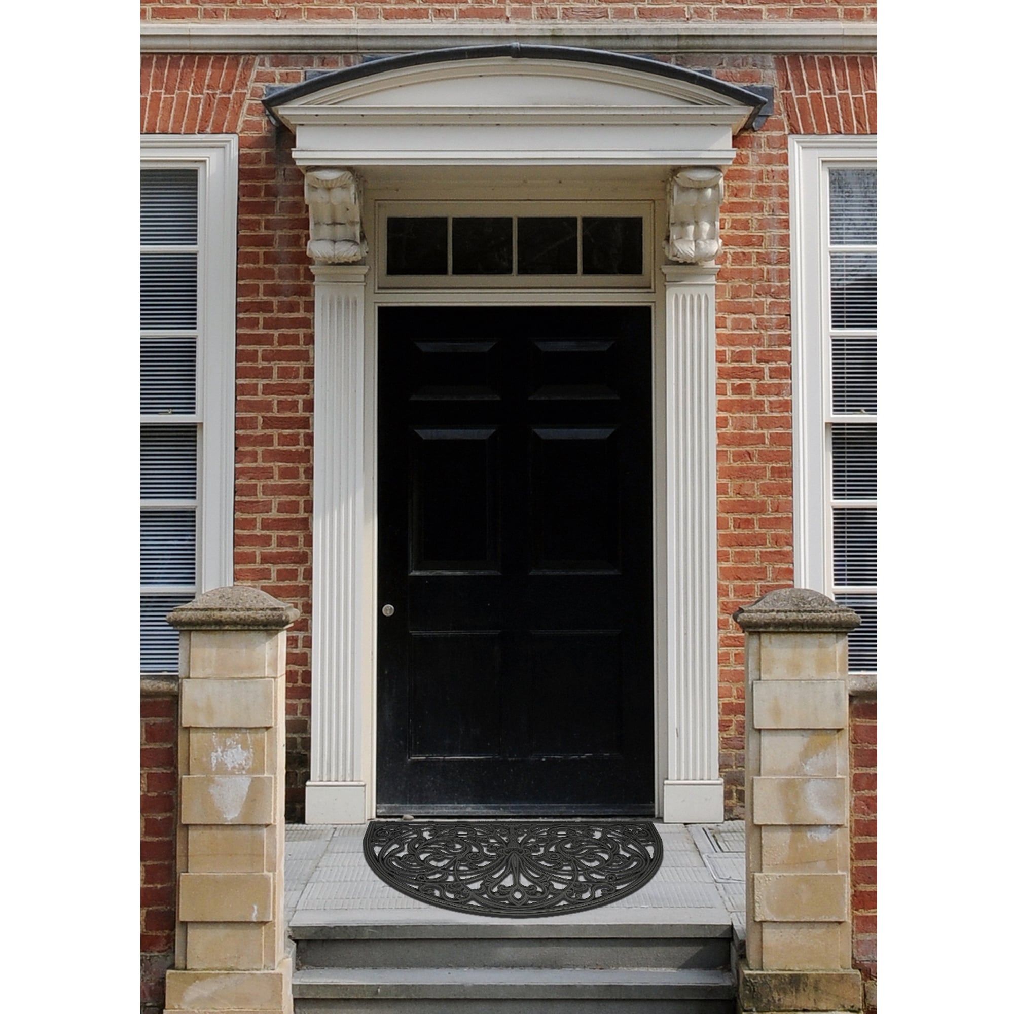 Achim Home Furnishings WRM1830FL6 Fleur De Lis Wrought Iron Rubber Door Mat 18 by 30,Black/Brown
