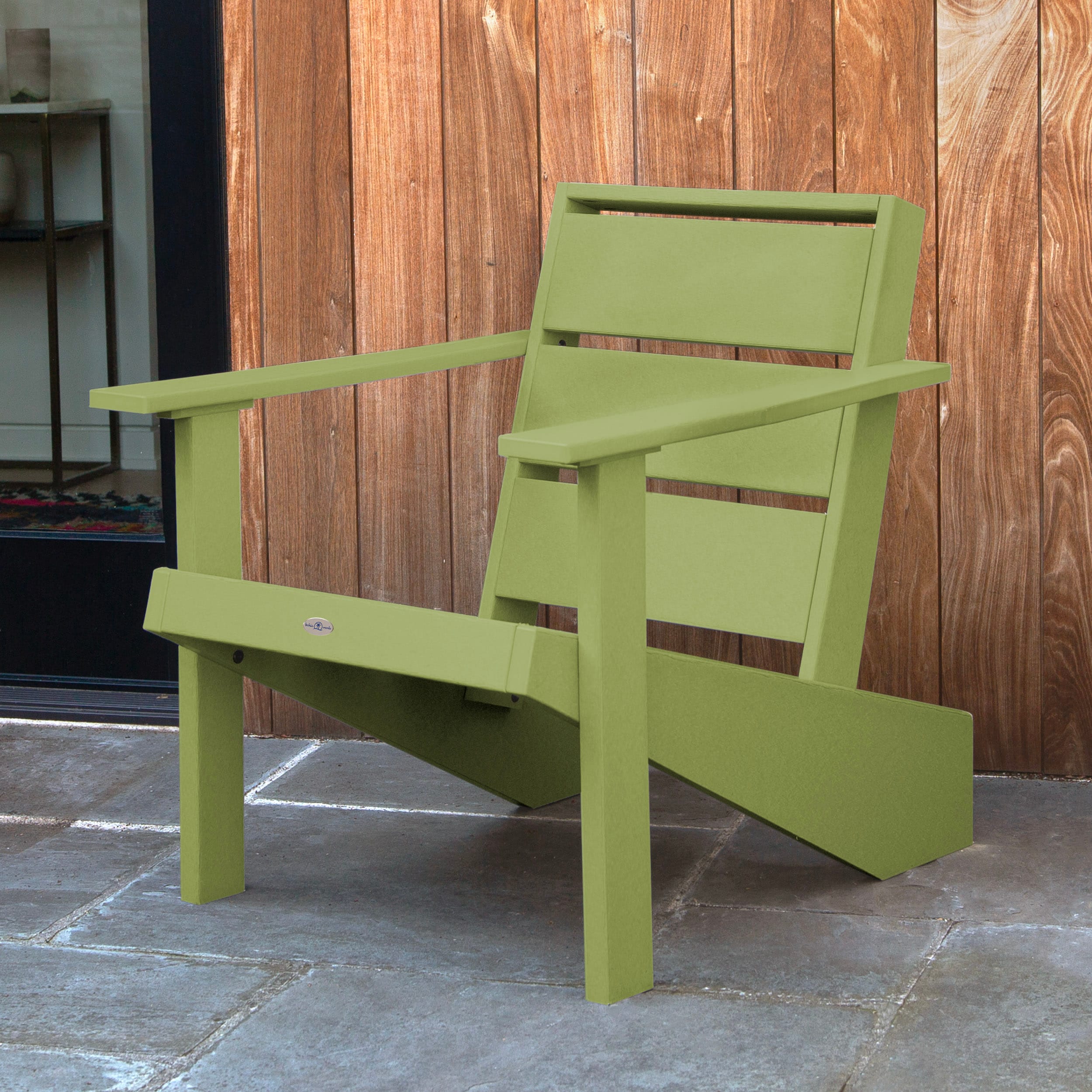 highwood BV-CHRADH1-PGR Haven Palm Green HDPE Frame Stationary Adirondack Chair with Slat Seat