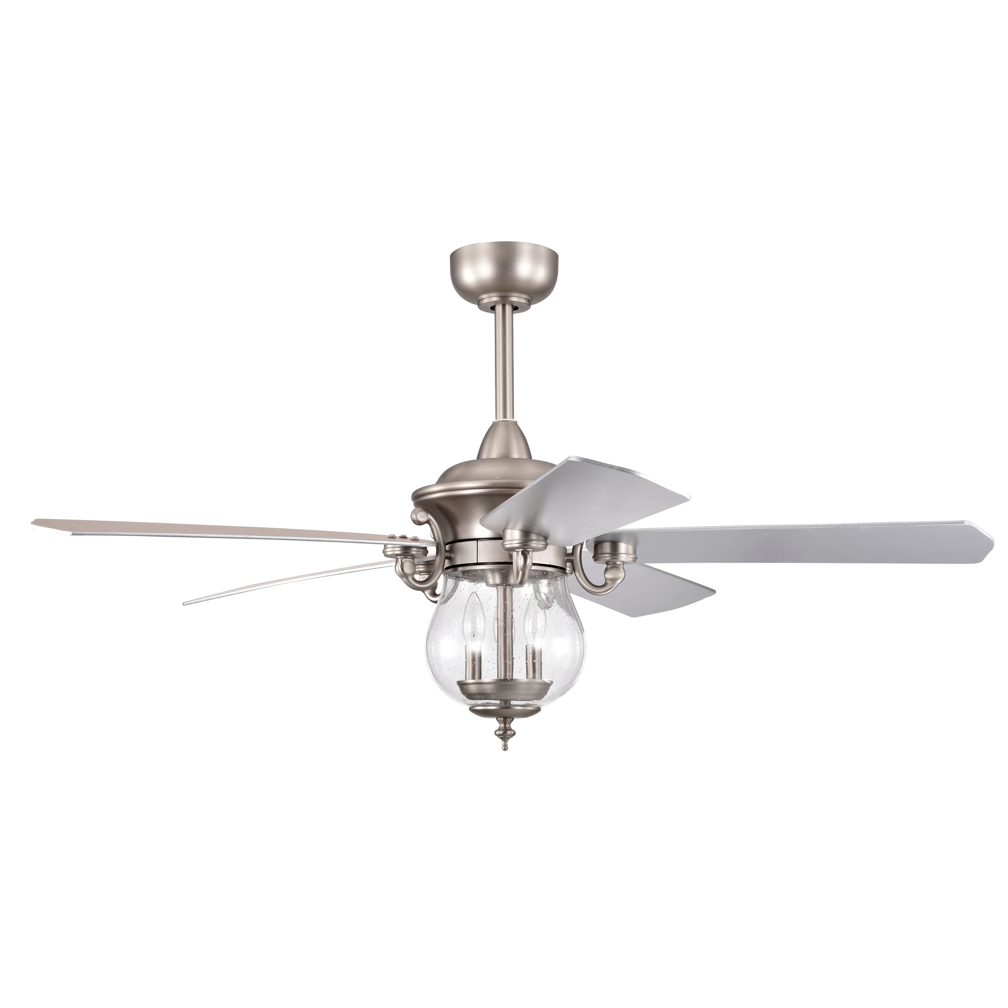 Home Accessories Inc AL06P01NI 51.97-in Antique Nickel with Nickel Blades Ceiling Fan With Light - Remote Included ( 5 -Blade )