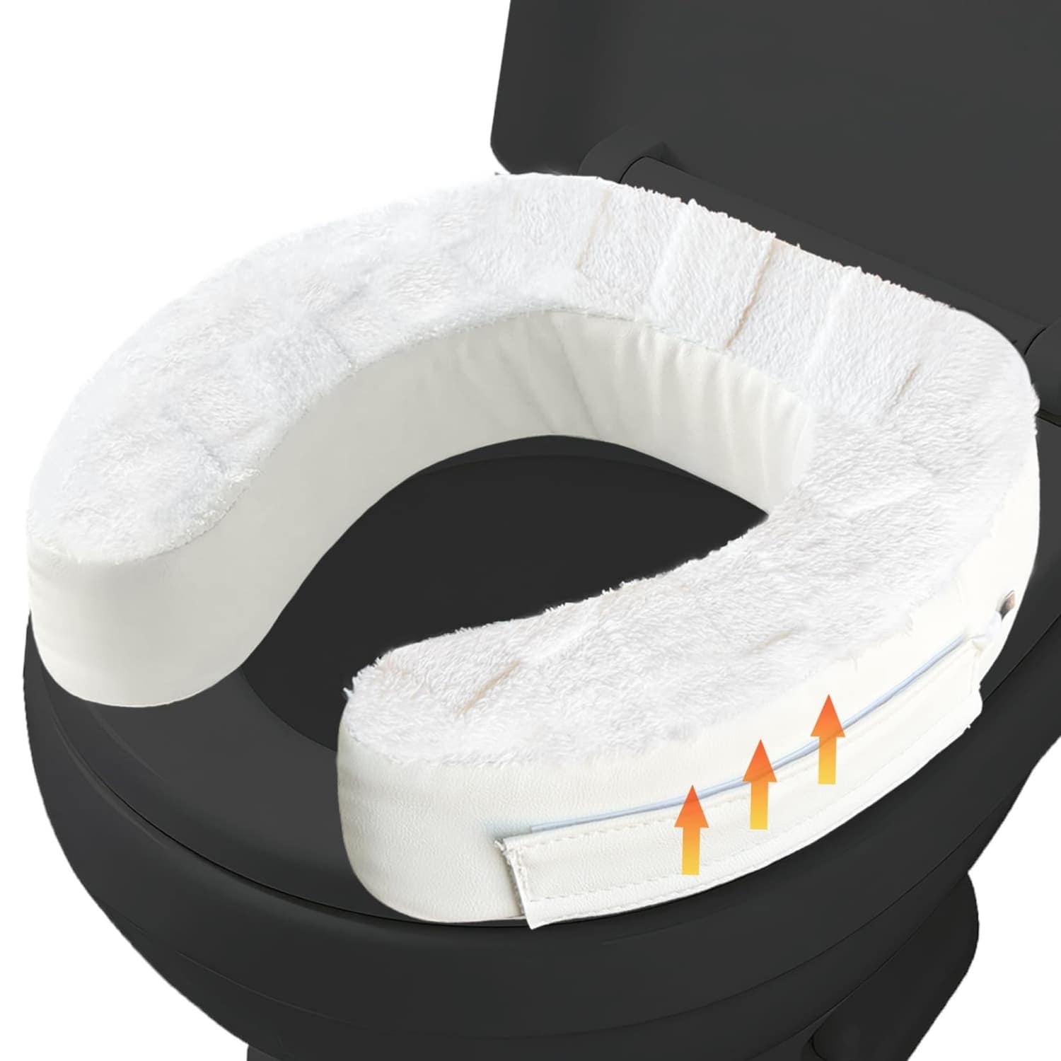 Angel Sar White Toilet Seat Riser Cushion with Secure Fastening for Seniors #L2ZQYA708BSA06